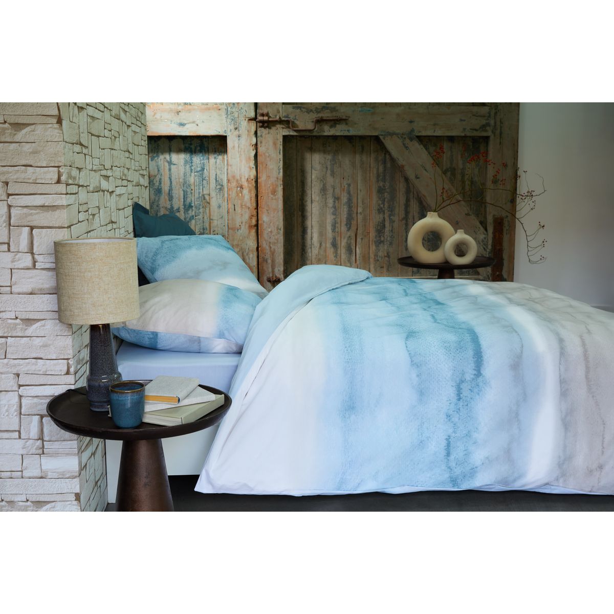 ACTUEL Parure housse de couette en percale de coton 70 fils NEIGE