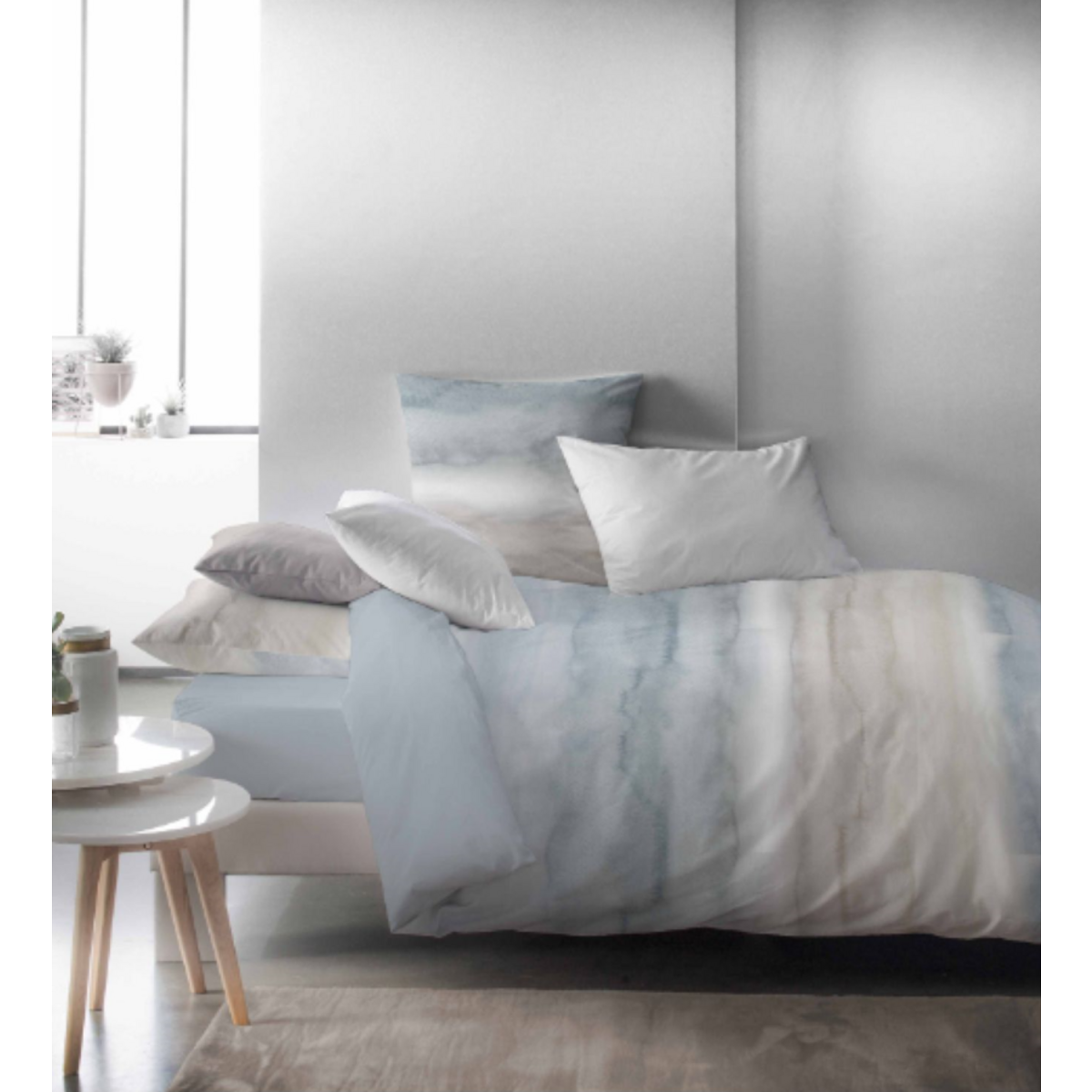 ACTUEL Parure housse de couette en percale de coton 70 fils NEIGE