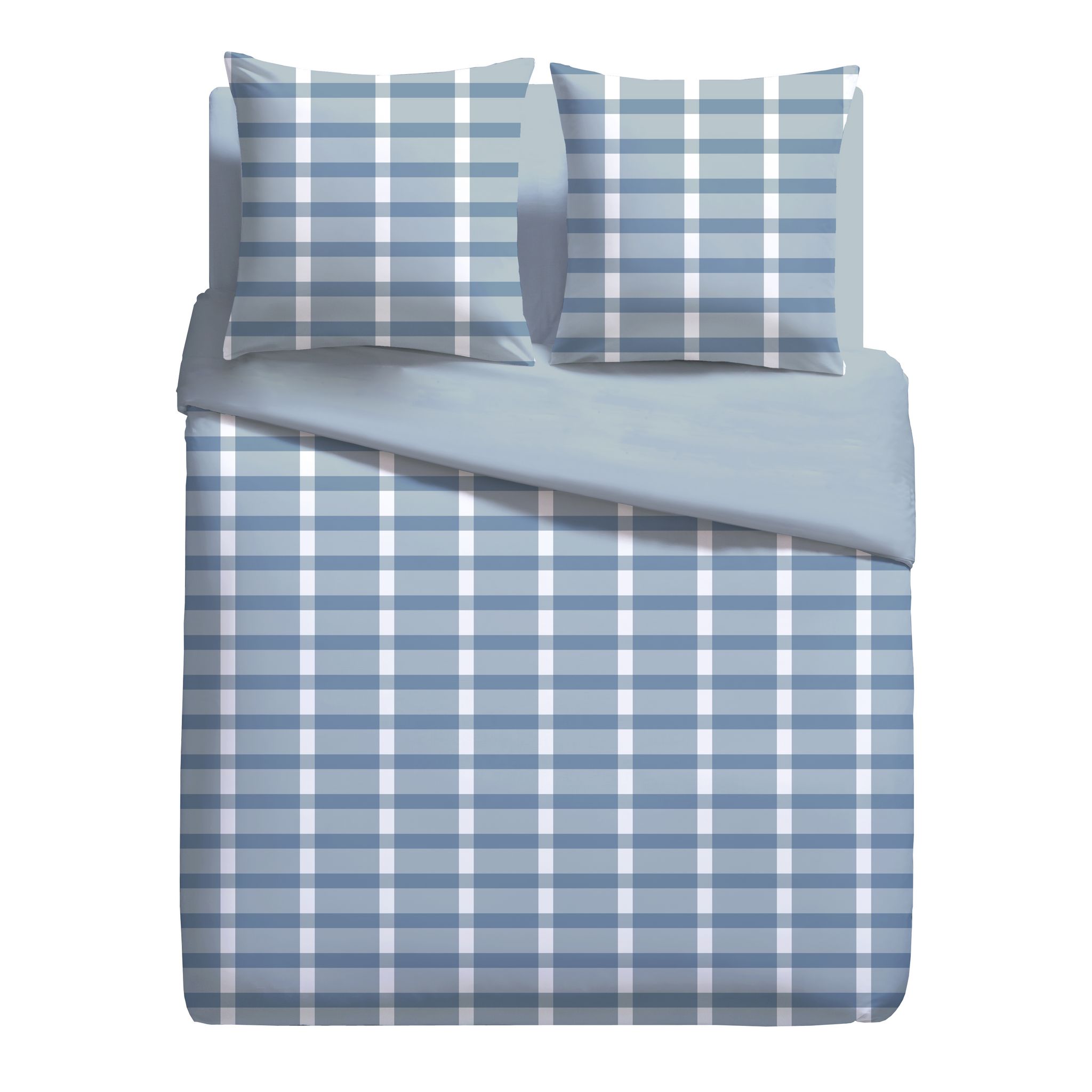 Voir la diapositive 2 : ACTUEL Parure housse de couette motif carreaux en microfibre NIL
