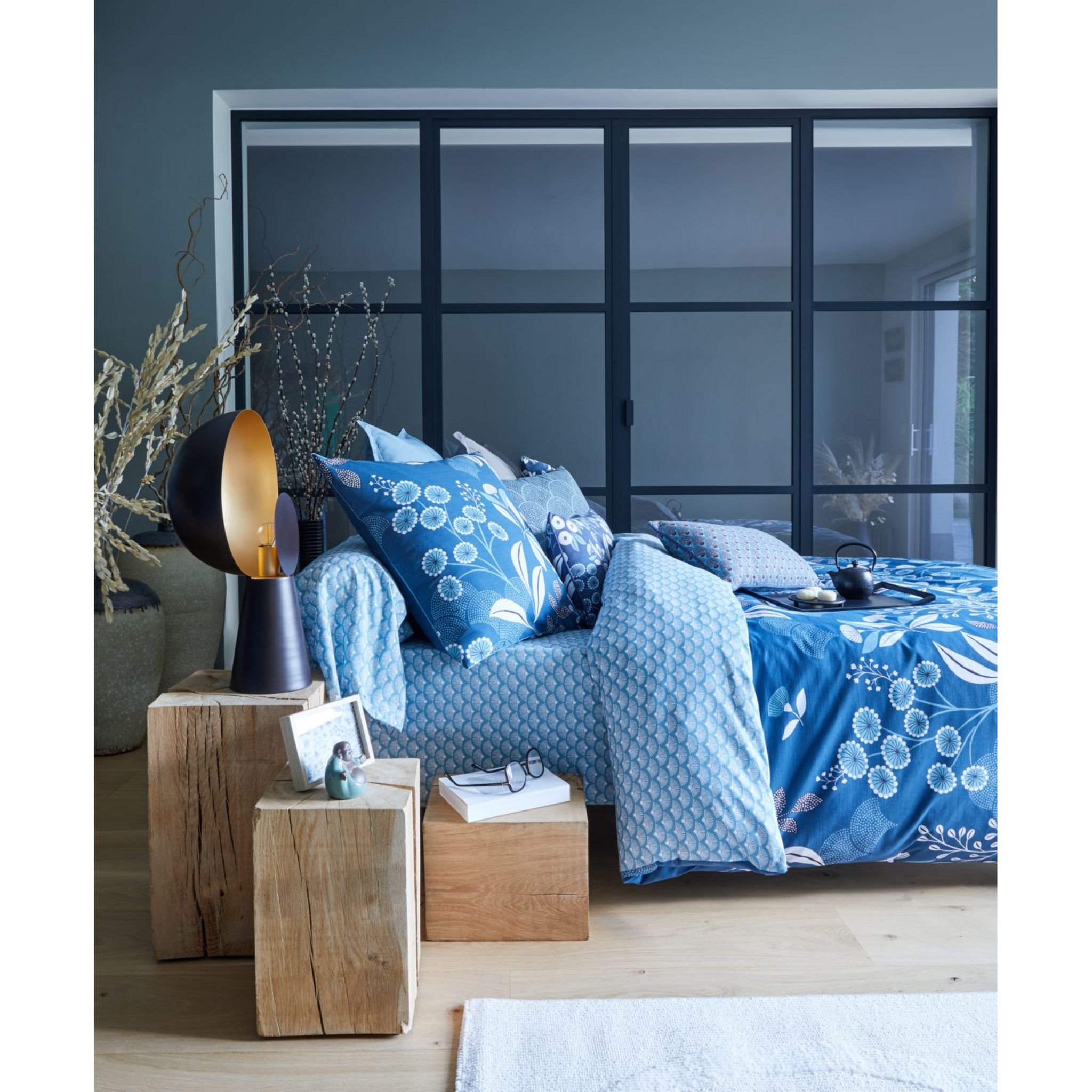 Parure De Couette 3 Pièces En Percale De Coton 220x240 BLEU PASTEL La Flamboyante M25065677