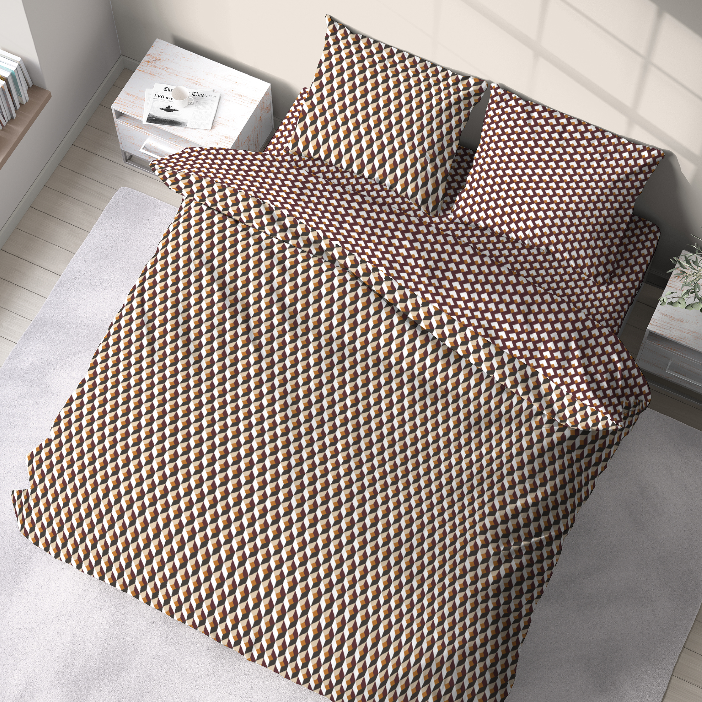 Voir la diapositive 2 : Parure housse de couette en polycoton 52 fils + drap housse offert GINO