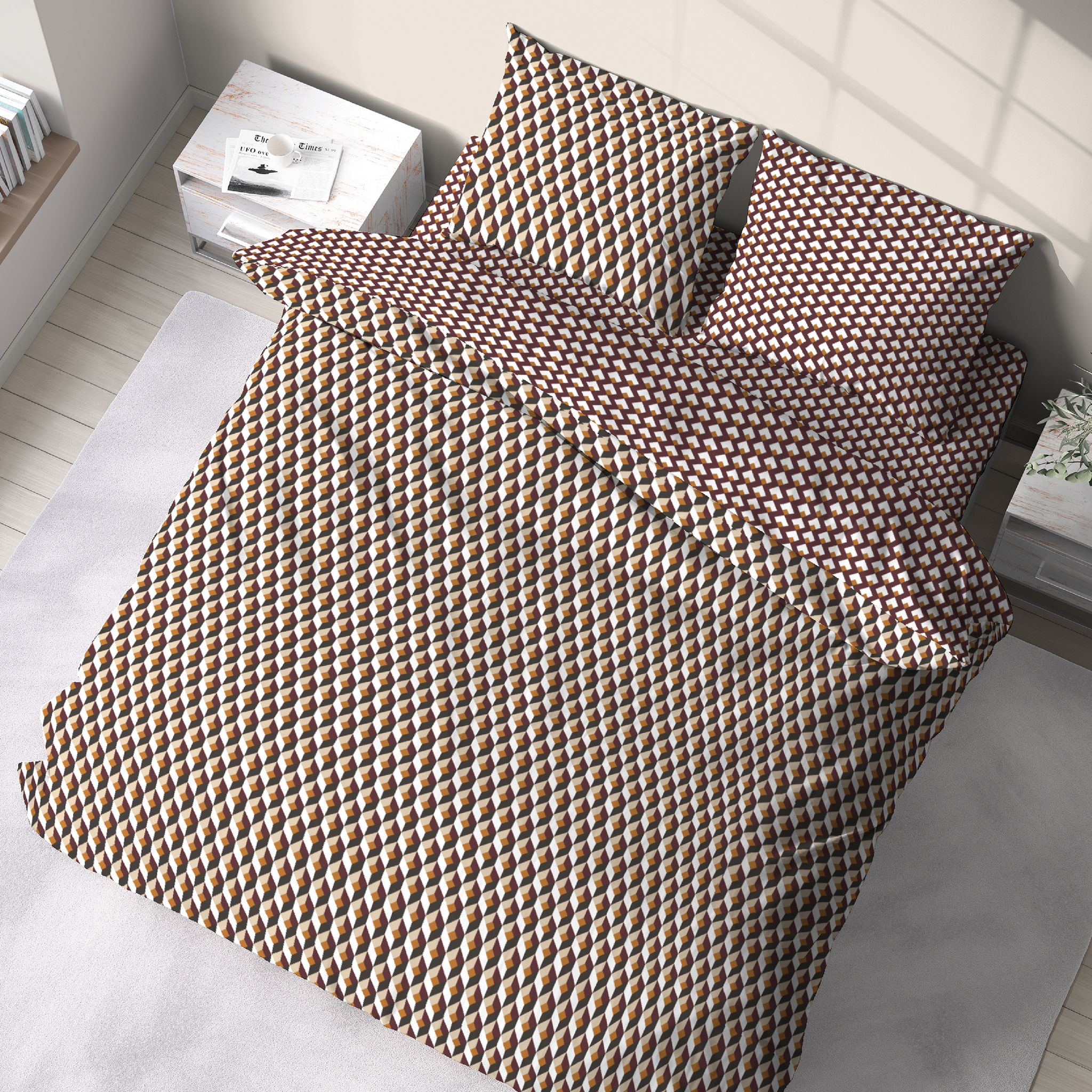 Voir la diapositive 2 : Parure housse de couette en polycoton 52 fils + drap housse offert GINO