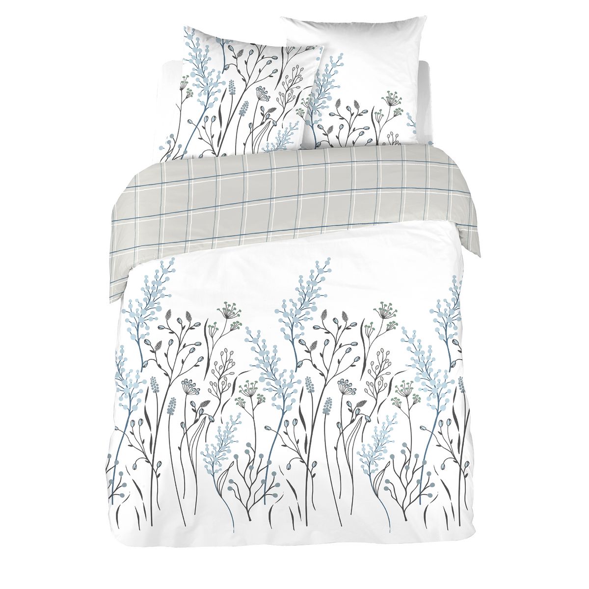 Parure housse de couette en coton 51 fils imprimé NAOMIE