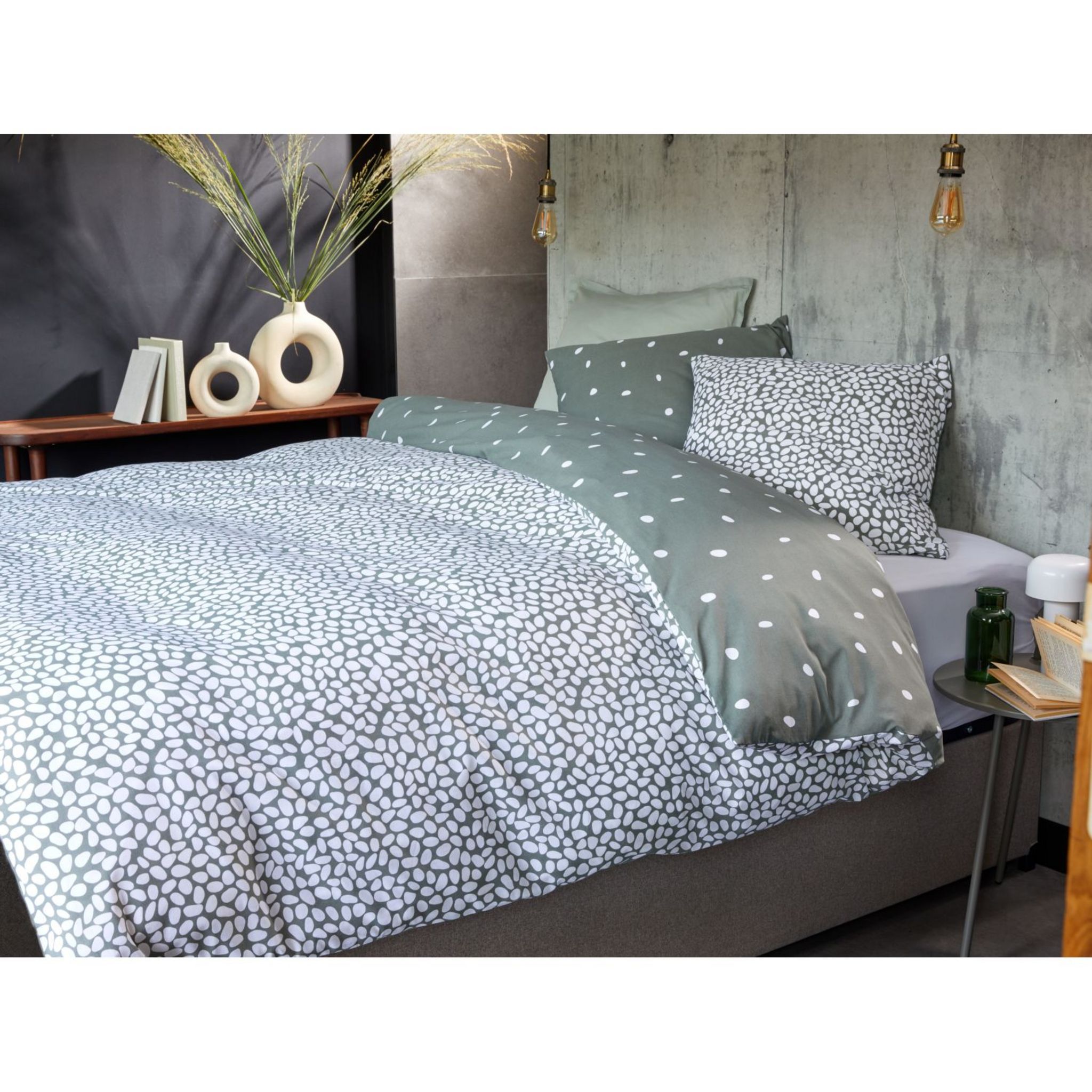 Voir la diapositive 1 : Parure housse de couette en coton 51 fils imprimé BILLIE