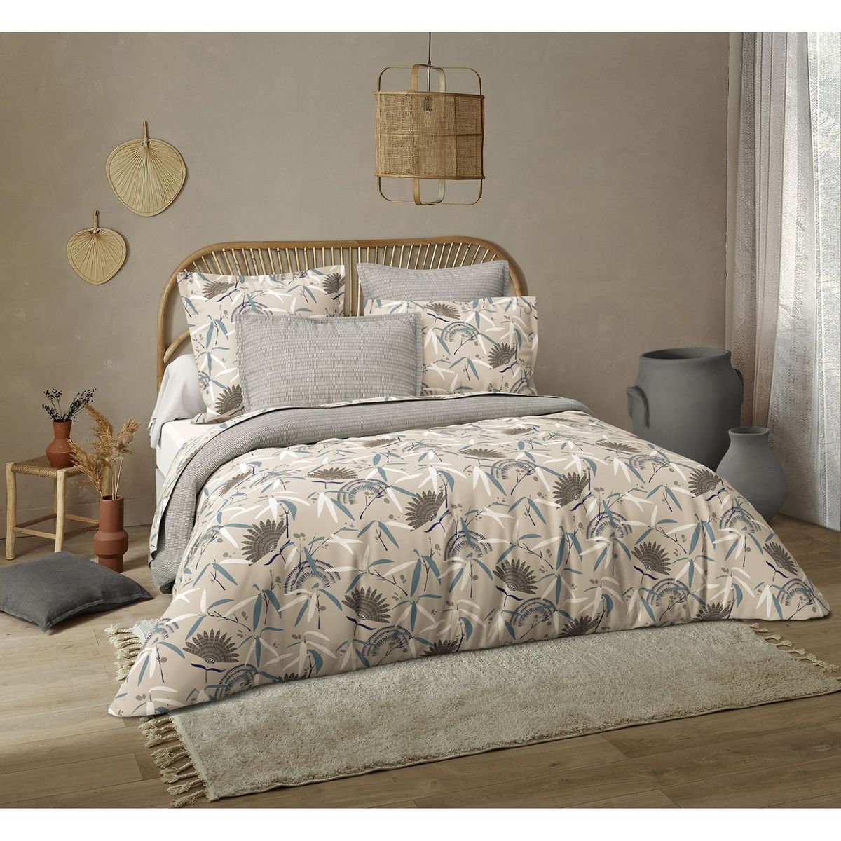 ACTUEL Parure housse de couette en coton 52 fils Bio SOLLY