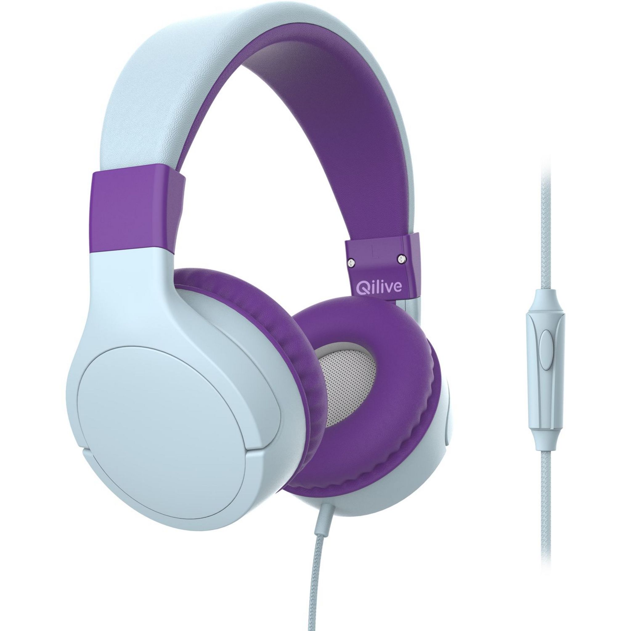 Voir la diapositive 3 : QILIVE Casque filaire Q1094 pour enfants + 6 autocollants - Violet et Blanc