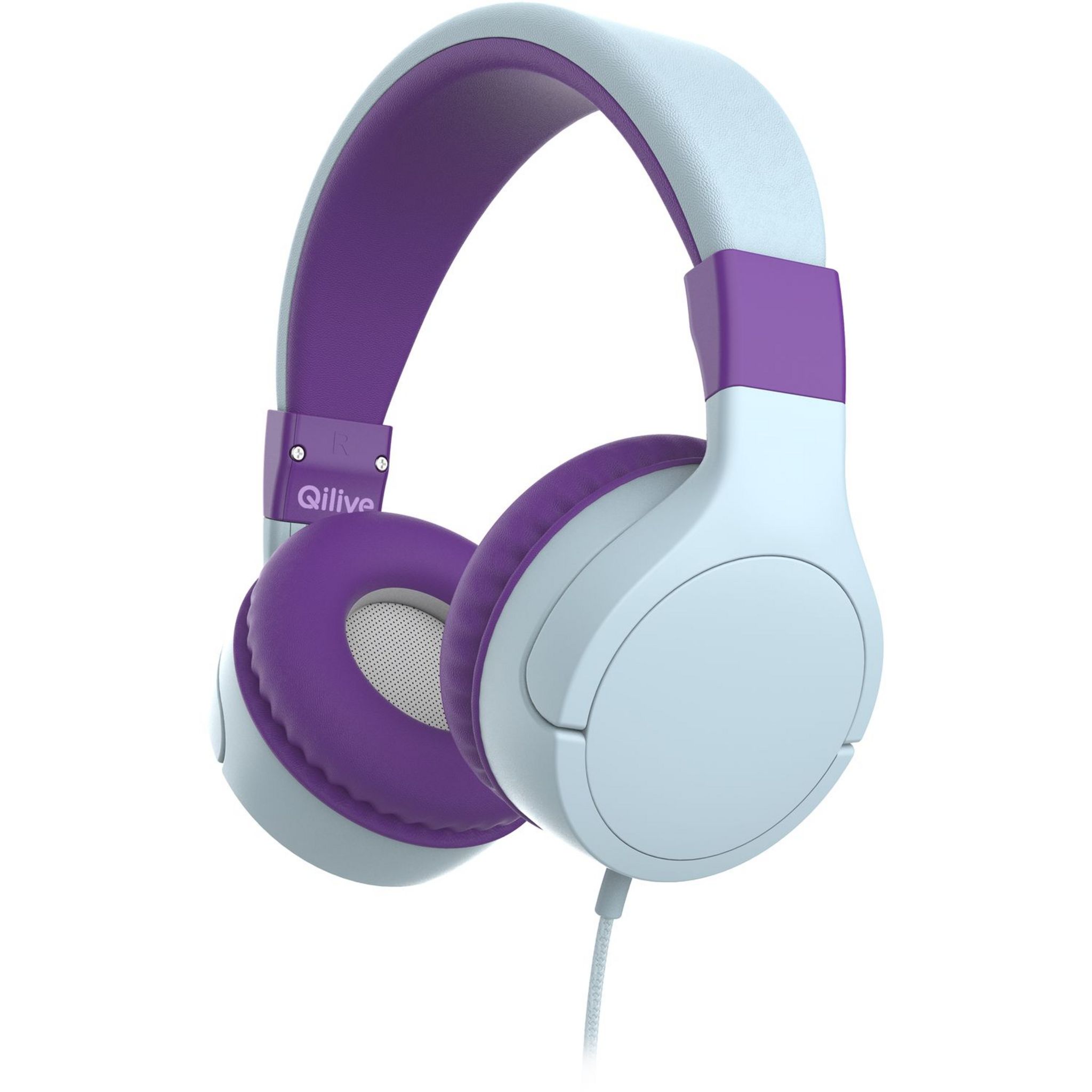 Voir la diapositive 2 : QILIVE Casque filaire Q1094 pour enfants + 6 autocollants - Violet et Blanc