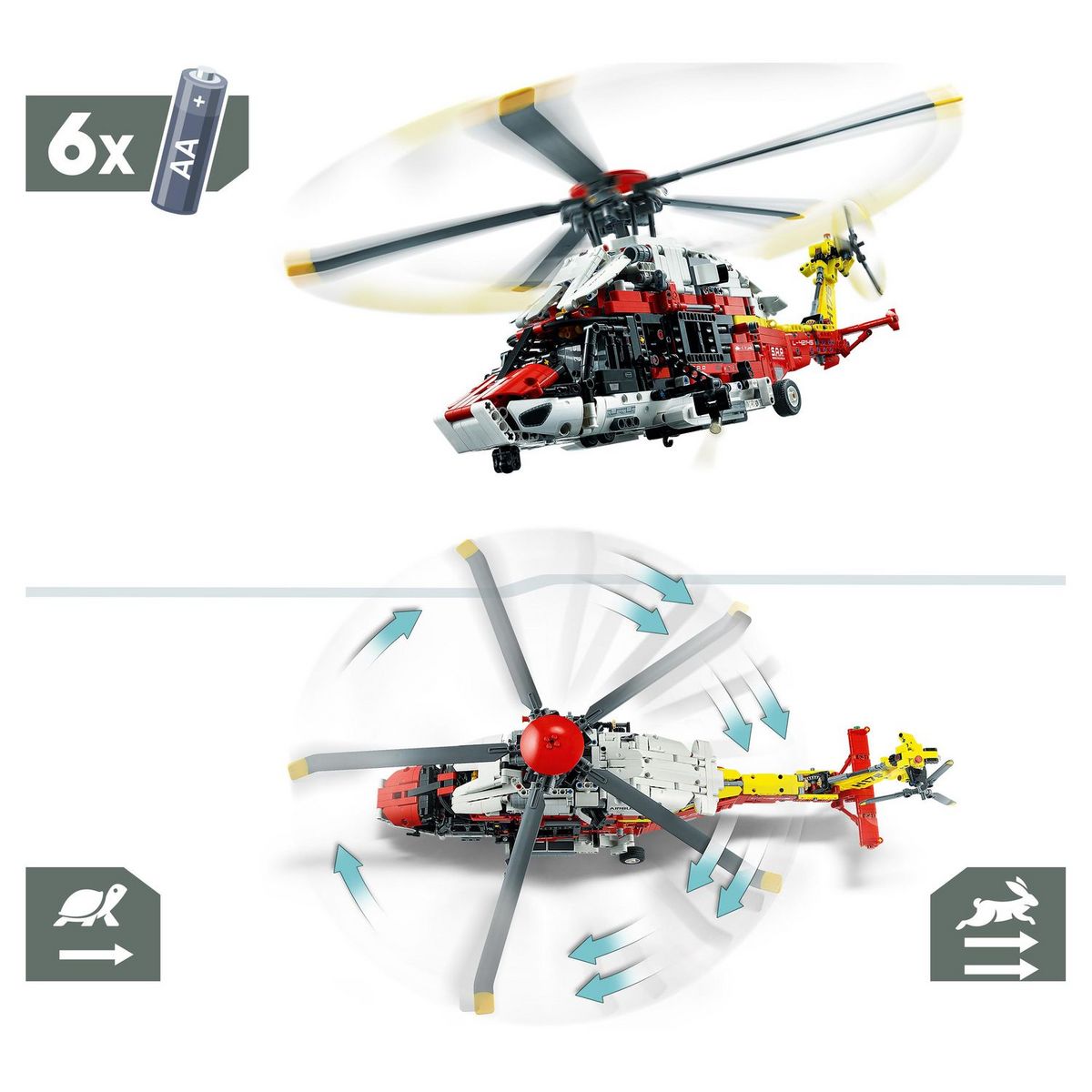 LEGO Technic 42145 - L'Hélicoptère de Secours Airbus H175, Jeu de Construction Éducatif, Rotor Tournant et Fonctions Motorisées, Modélisme,