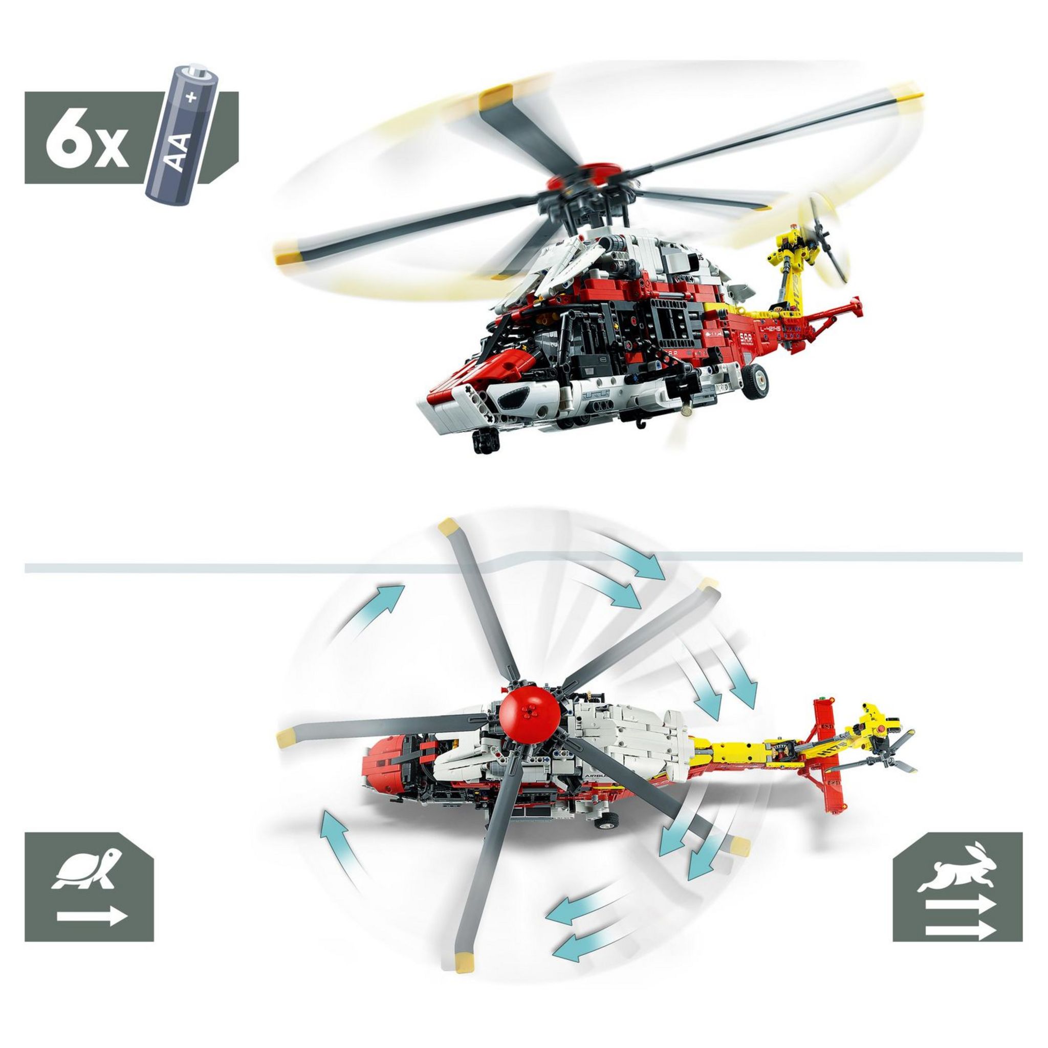 Voir la diapositive 4 : LEGO Technic 42145 - L'Hélicoptère de Secours Airbus H175, Jeu de Construction Éducatif, Rotor Tournant et Fonctions Motorisées, Modélisme,