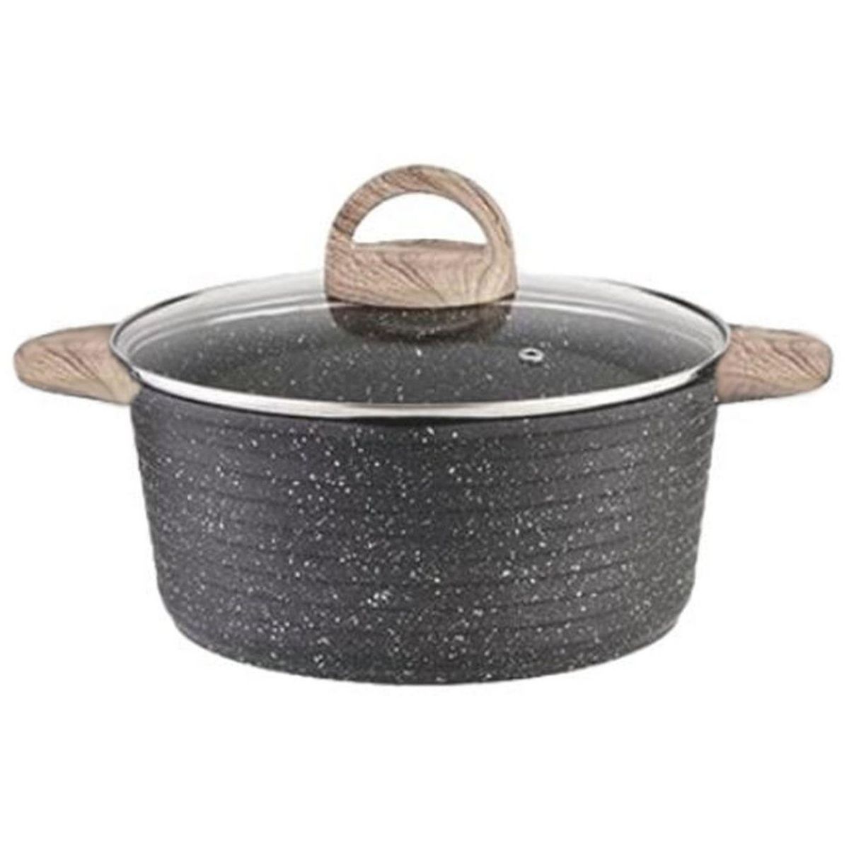 ACTUEL Faitout 28 cm aluminium avec couvercle tous feux dont induction effet pierre