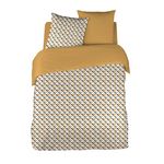 Parure housse de couette en percale de coton imprimé FERYEL. Coloris disponibles : Jaune