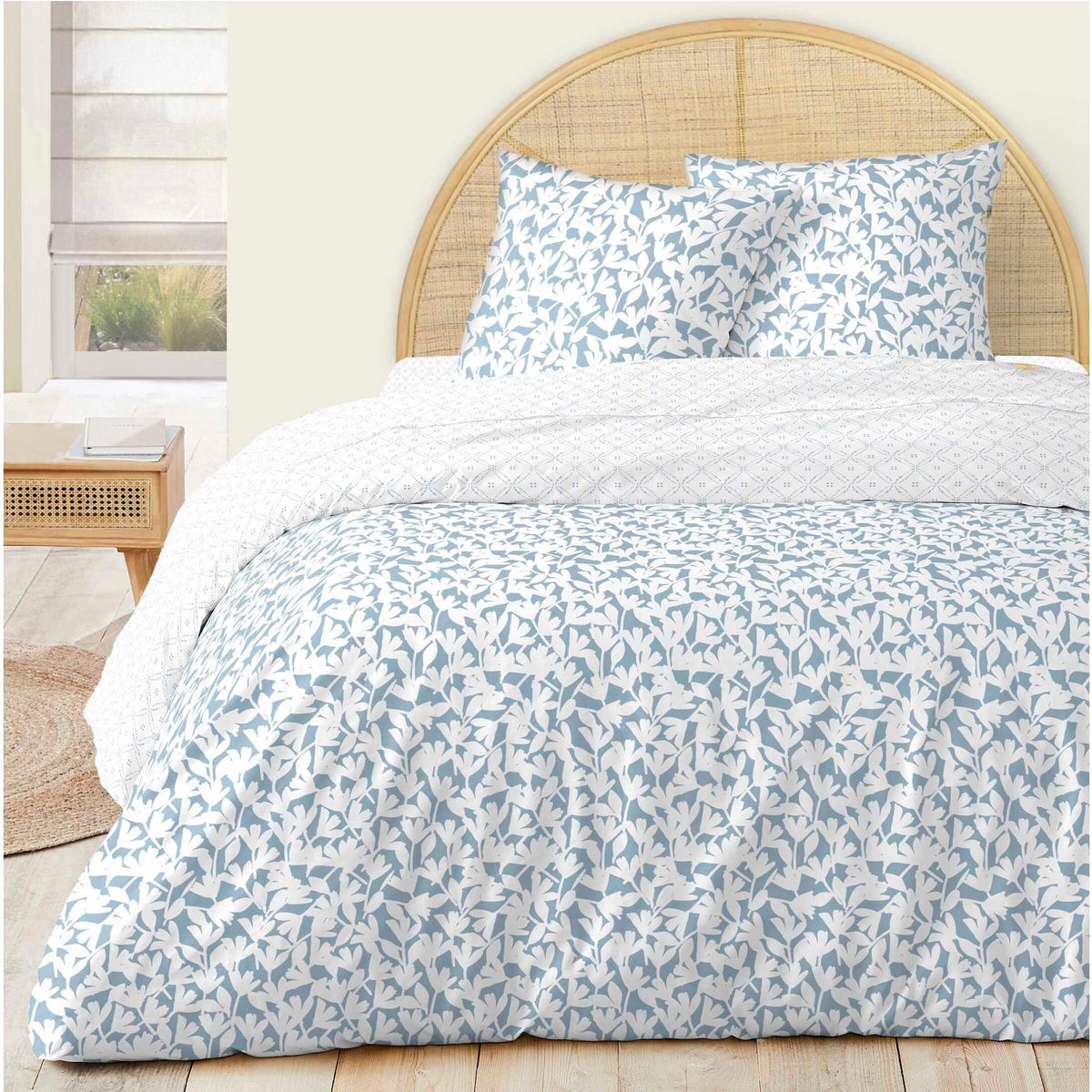 Parure housse de couette en coton 57 fils imprimé VICTORINE