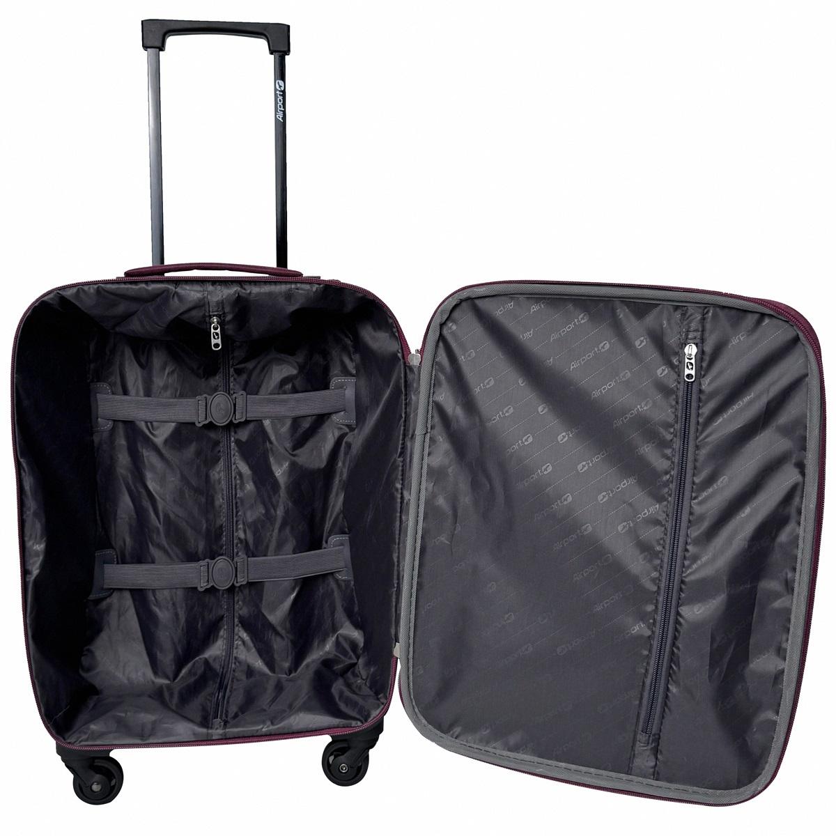 Voir la diapositive 2 : AIRPORT Valise cabine souple 50 cm 4 roues RAIL - rouge bordeaux