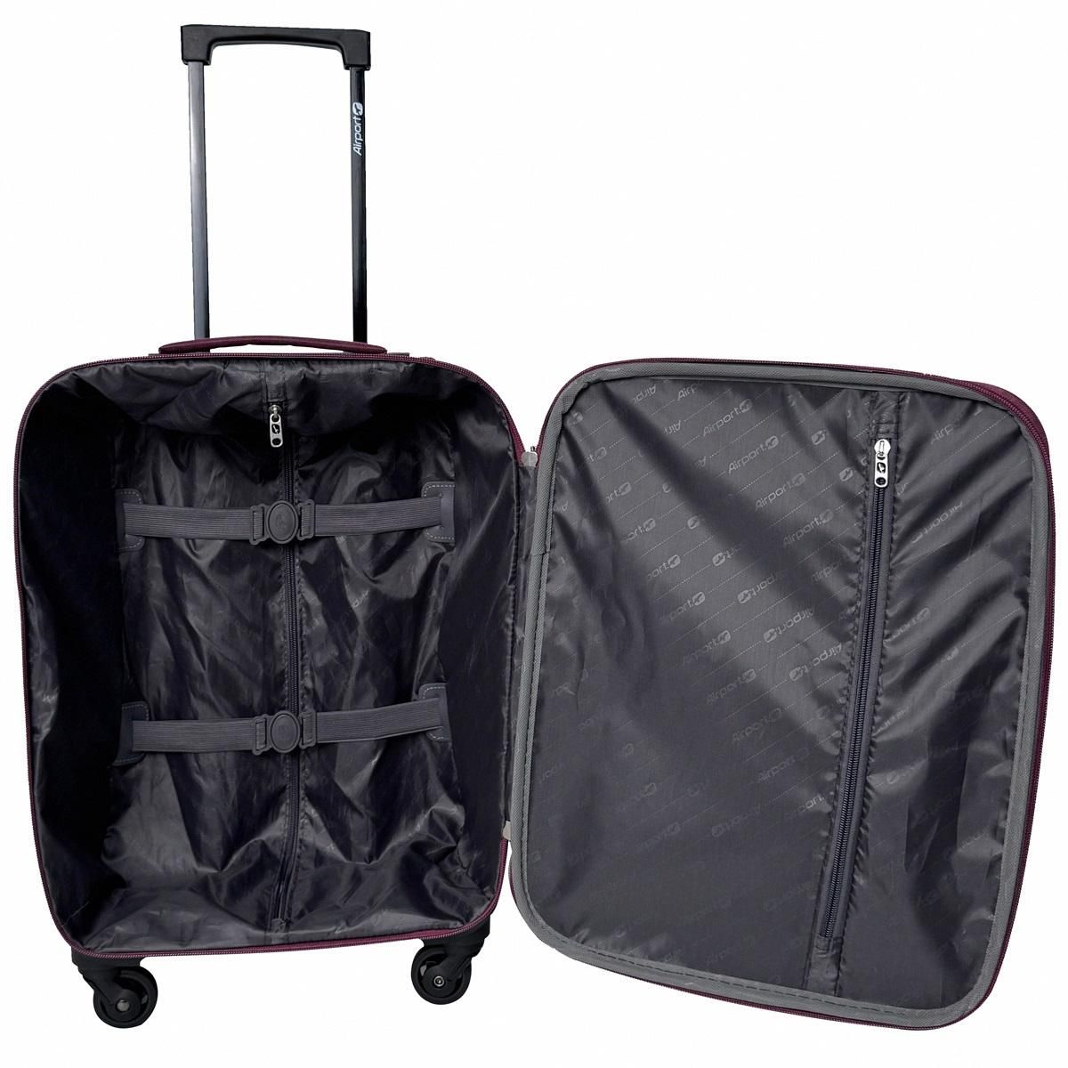 AIRPORT Valise cabine souple 50 cm 4 roues RAIL - rouge bordeaux