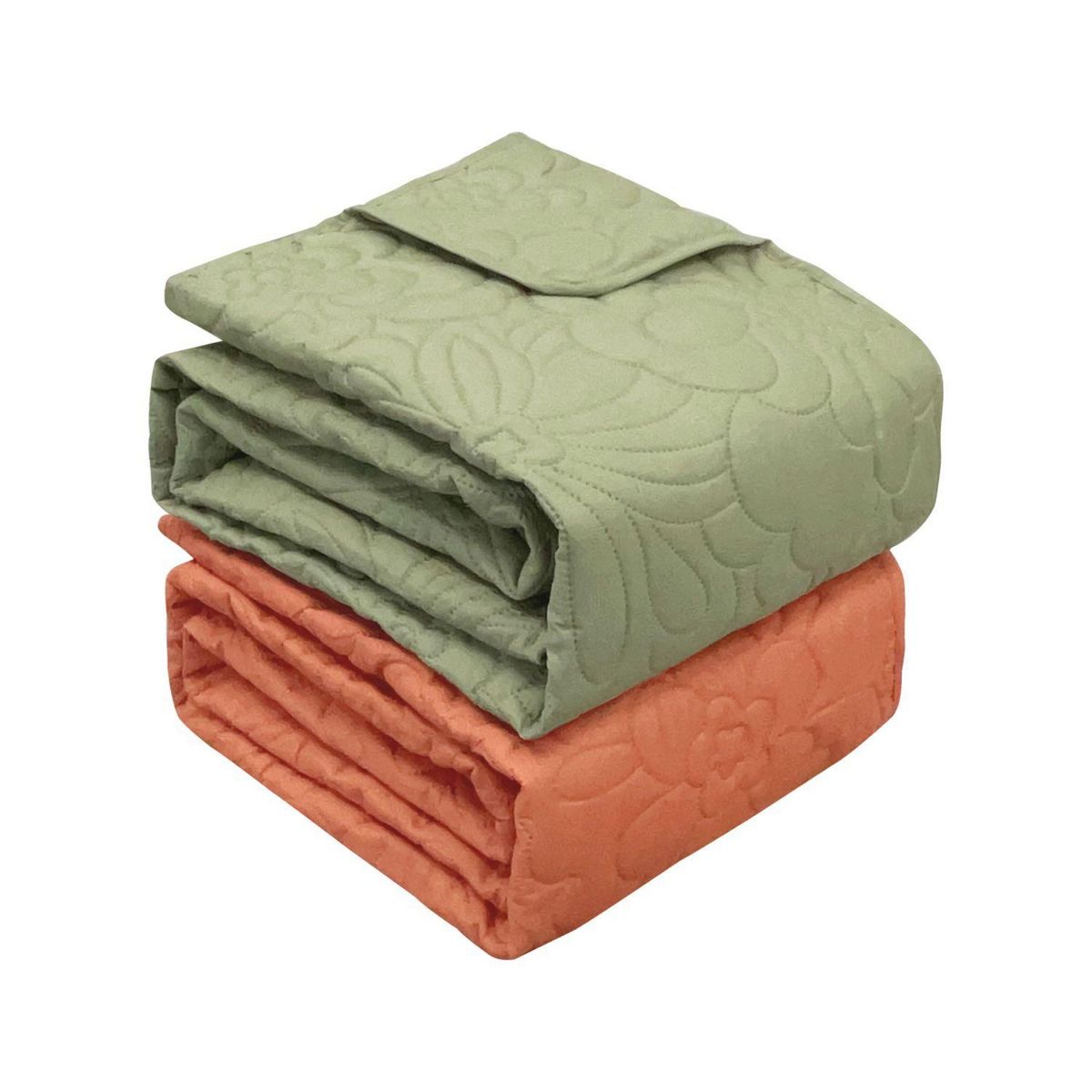 ACTUEL Couvre lit matelassé en microfibre effet pêche BLOOM COTTAGE