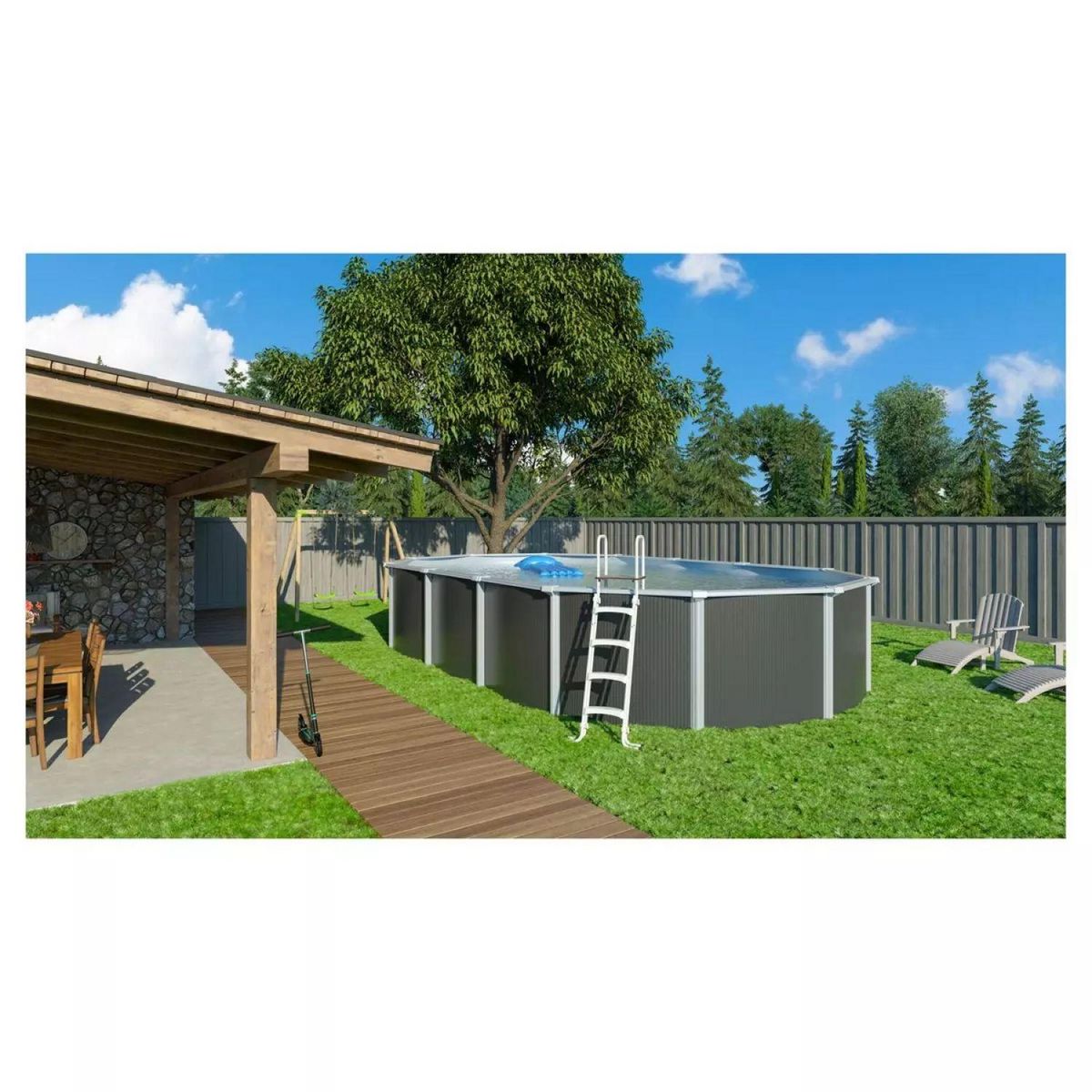 ALEO BY TRIGANO Piscine hors sol ovale 6,4 x 3,95 m ALEO BY TRIGANO