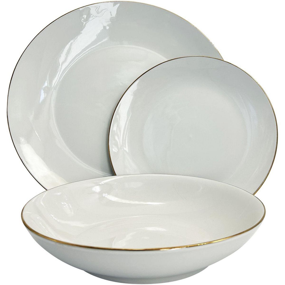 ACTUEL Service de table 18 pièces porcelaine avec liseré Or