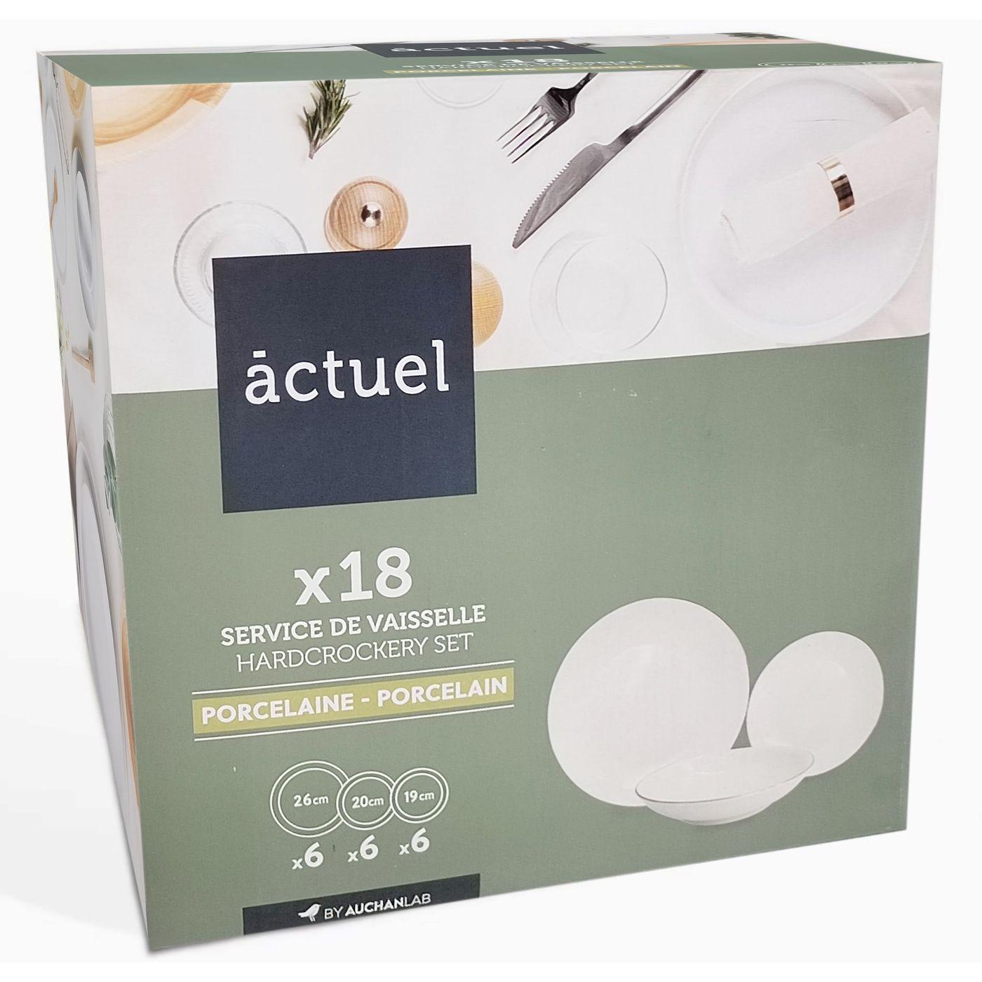 Voir la diapositive 2 : ACTUEL Service de table 18 pièces porcelaine avec liseré Or