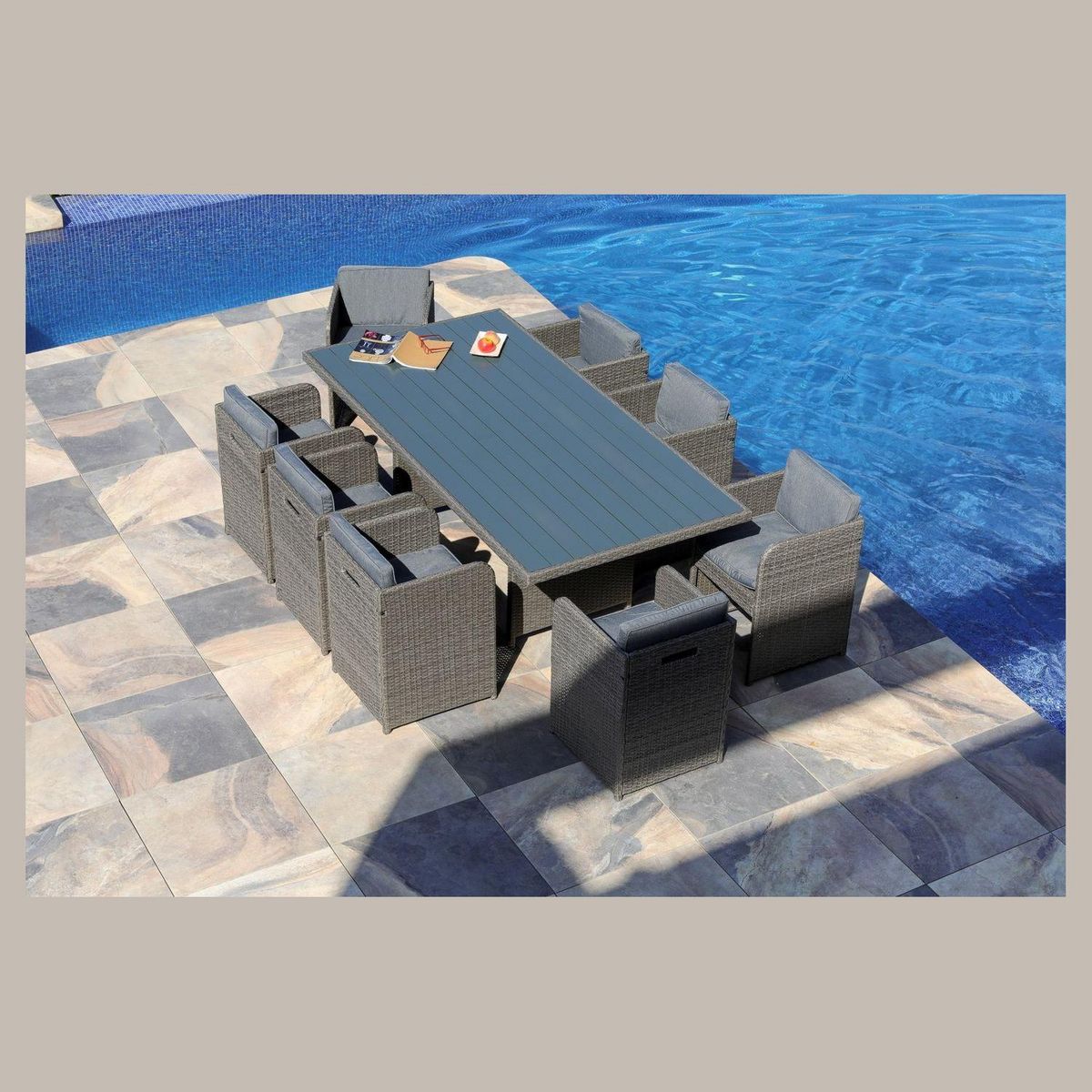 Salon de jardin 9 pièces cèdre + housse - CEDRE