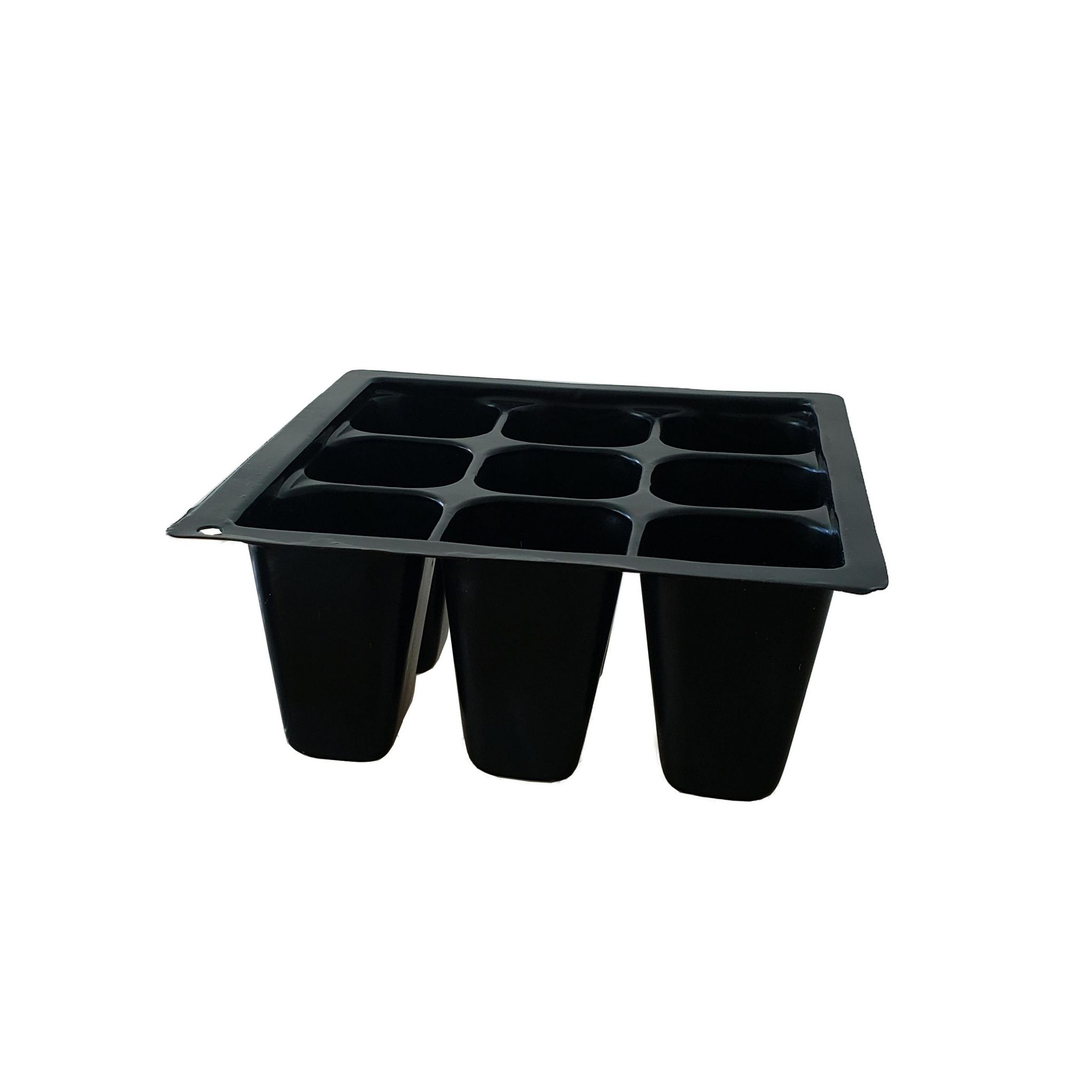 Voir la diapositive 2 : GARDENSTAR Lot de 3 plateaux à semis de 9 godets 13.5x13.5x5.6 cm - Noir
