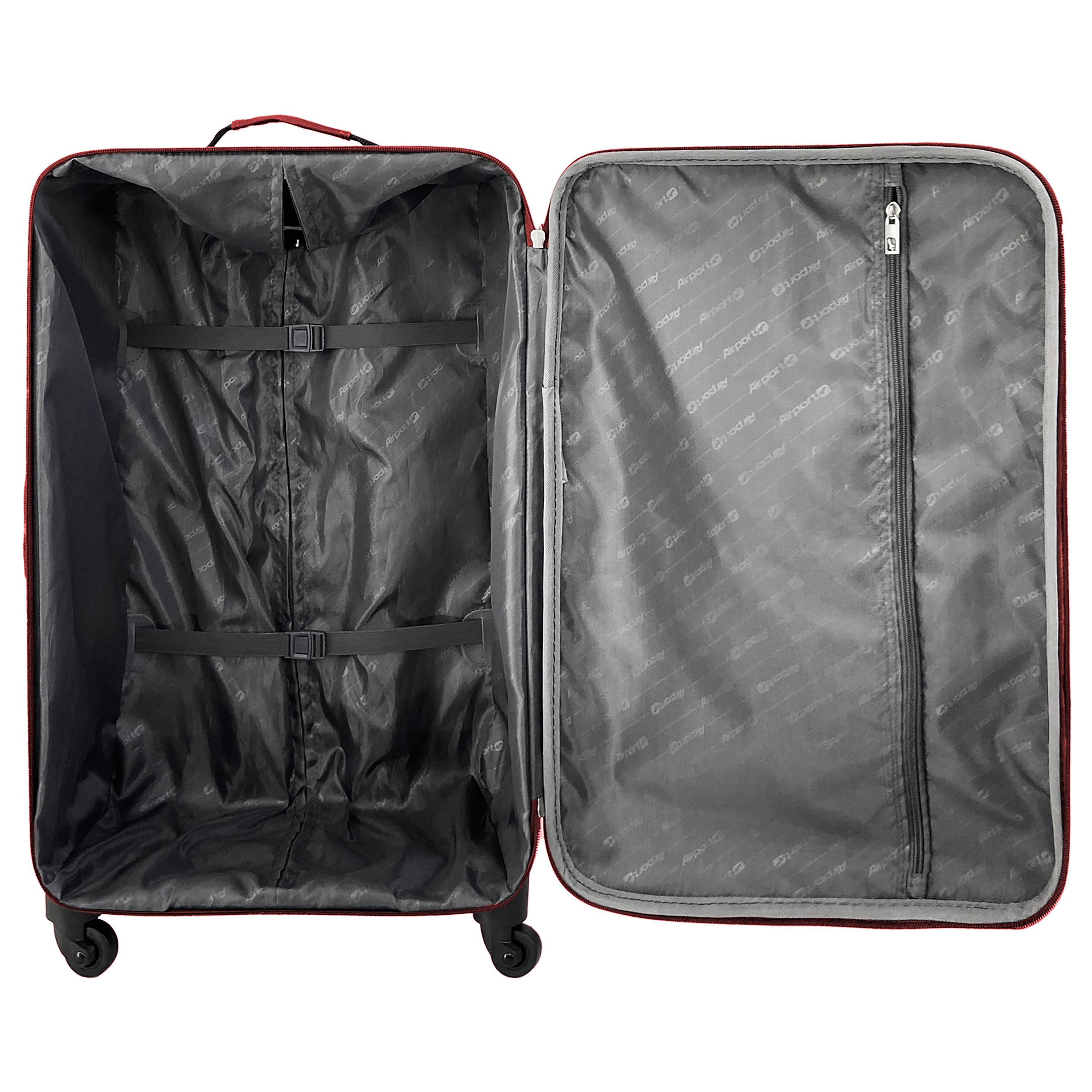 Voir la diapositive 6 : AIRPORT Valise souple polyester rouge 4 roues 65x40x23cm Rail