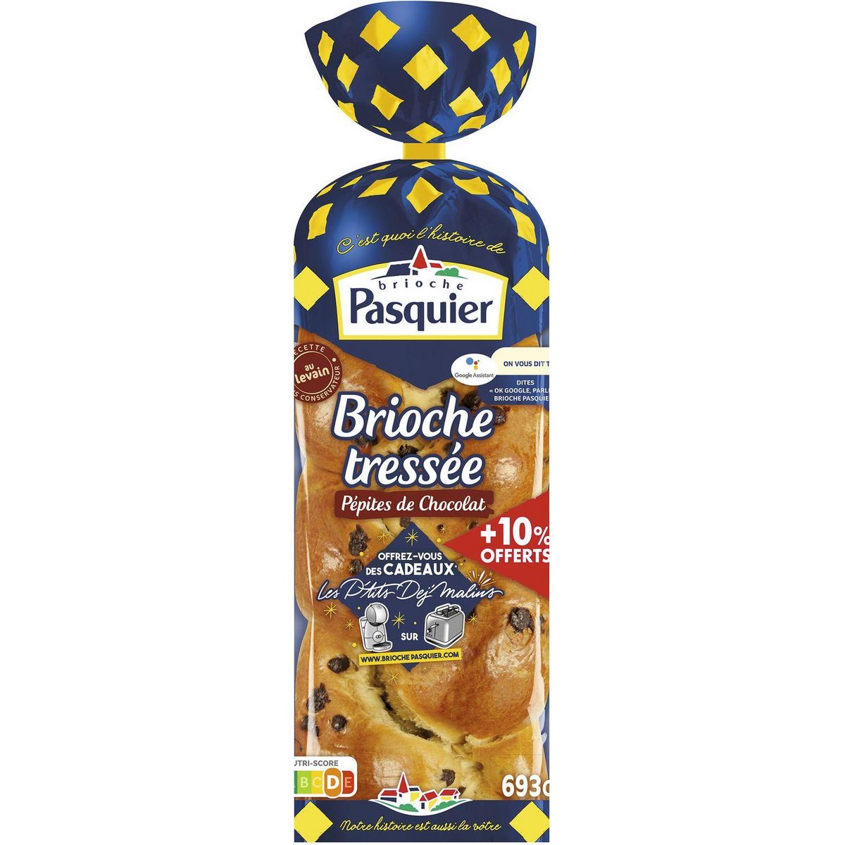 PASQUIER Brioche tressée aux pépites de chocolat 23 parts 693g