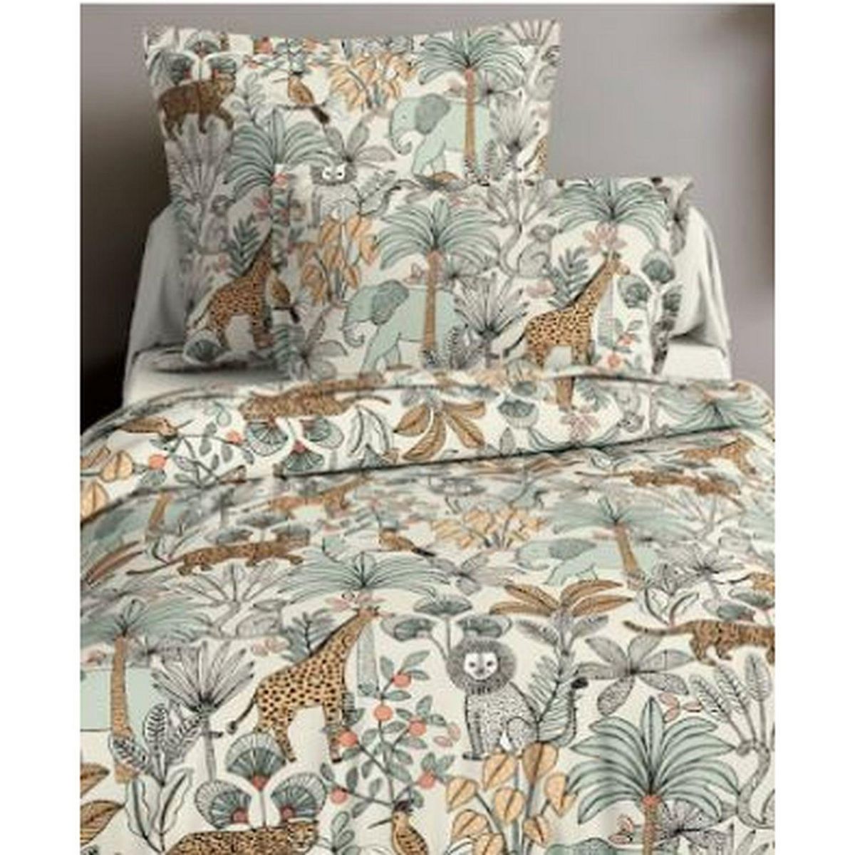 Parure housse de couette enfant en coton imprimé JUNGLE