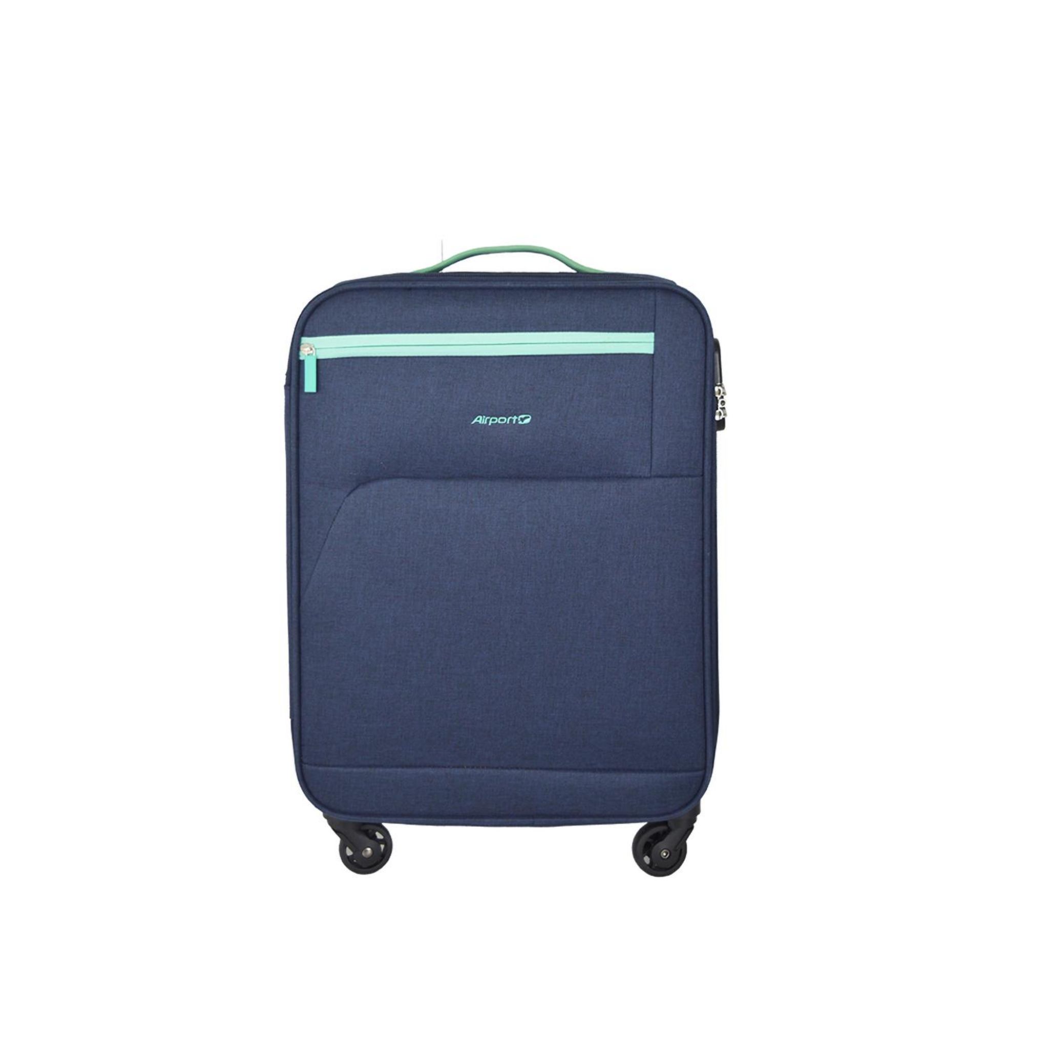 AIRPORT Valise souple polyester bleu 4 roues 55x36x20cm Citybreak pas ...