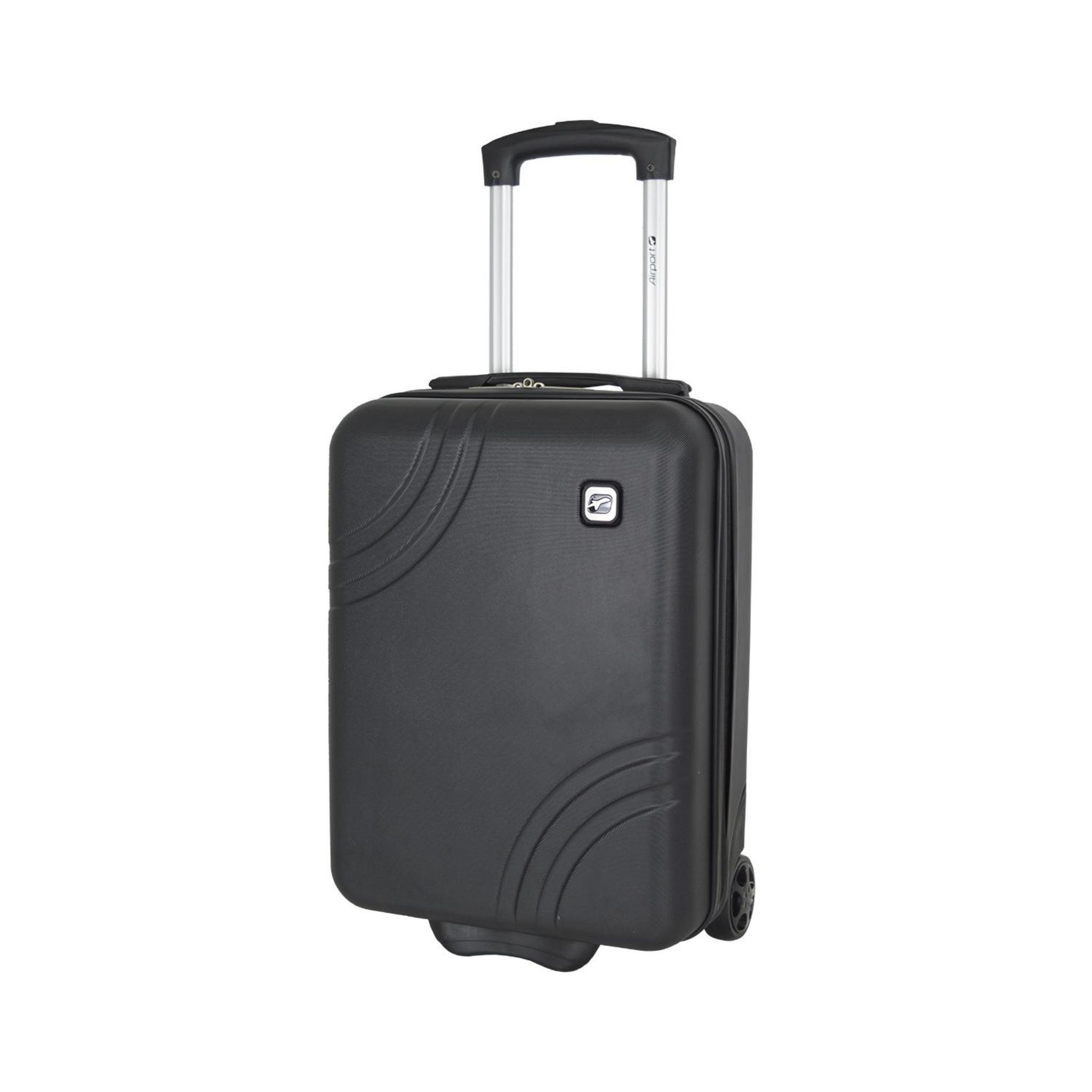 Voir la diapositive 2 : AIRPORT Valise rigide ABS noir 2 roues 45x31x18cm Wave