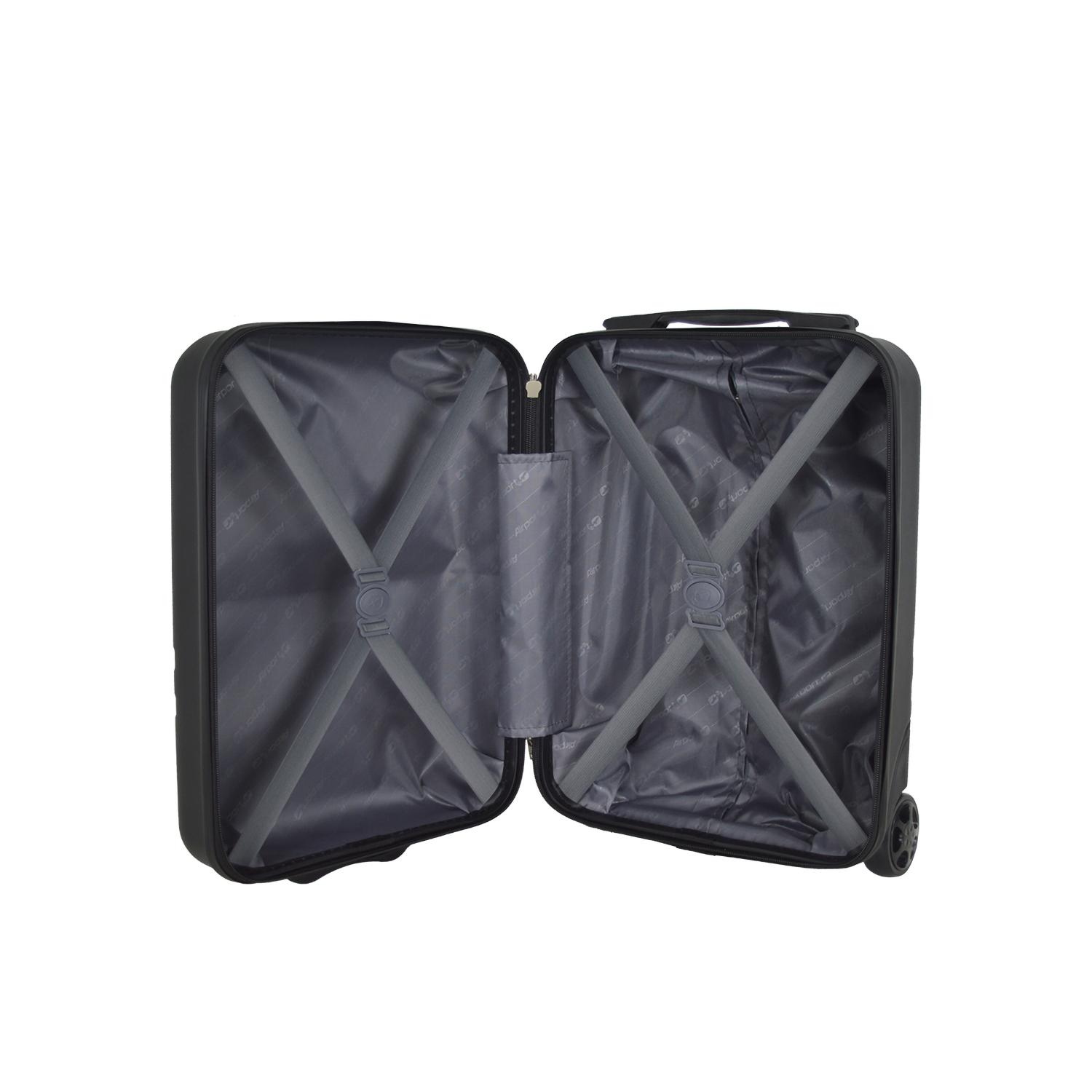 Voir la diapositive 7 : AIRPORT Valise rigide ABS noir 2 roues 45x31x18cm Wave