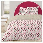 Parure housse de couette en coton 57 fils motif coeur AMORE. Coloris disponibles : Rouge