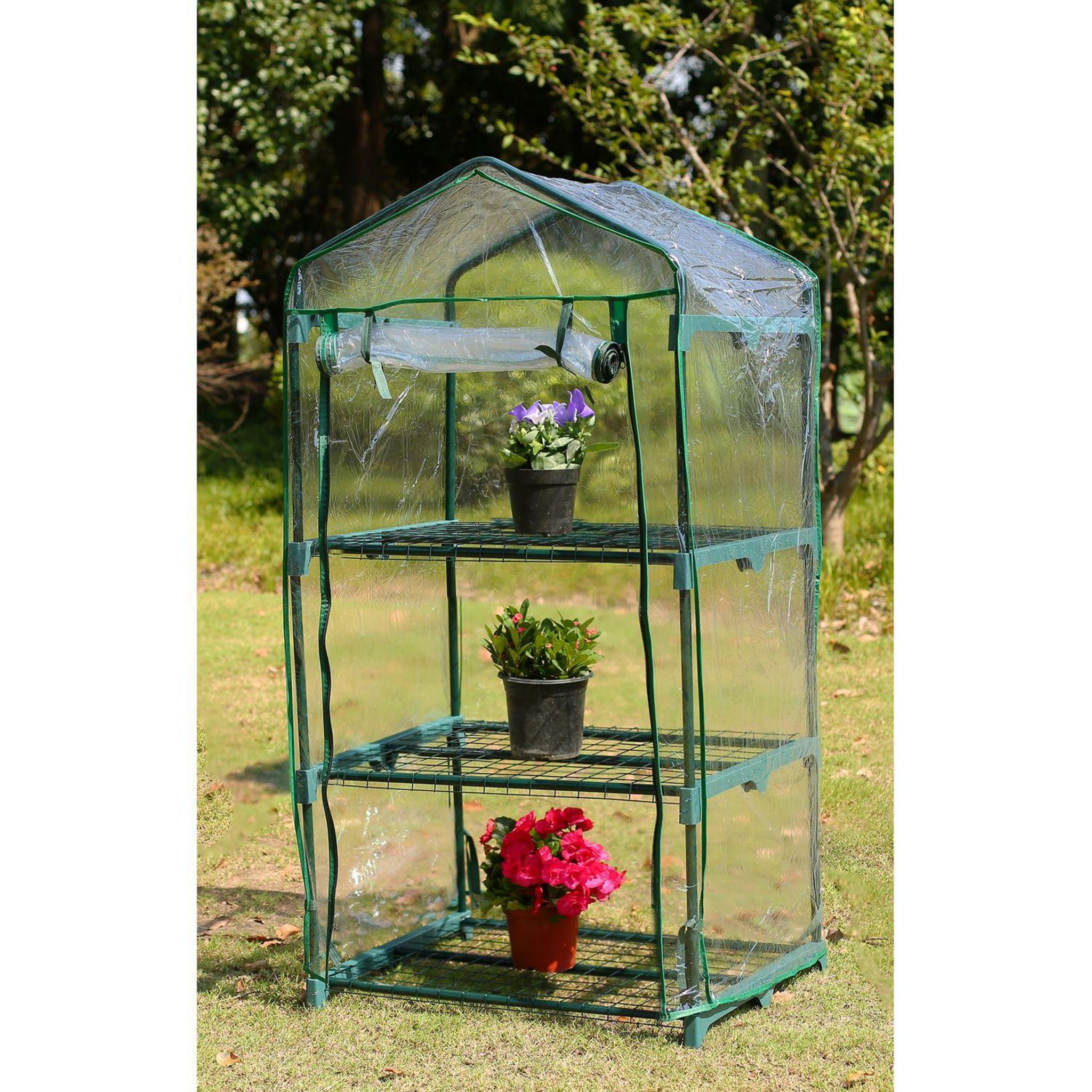 Voir la diapositive 2 : GARDENSTAR Serre 3 couches 69 x 49 x 125 cm, tube acier PE 16 mm