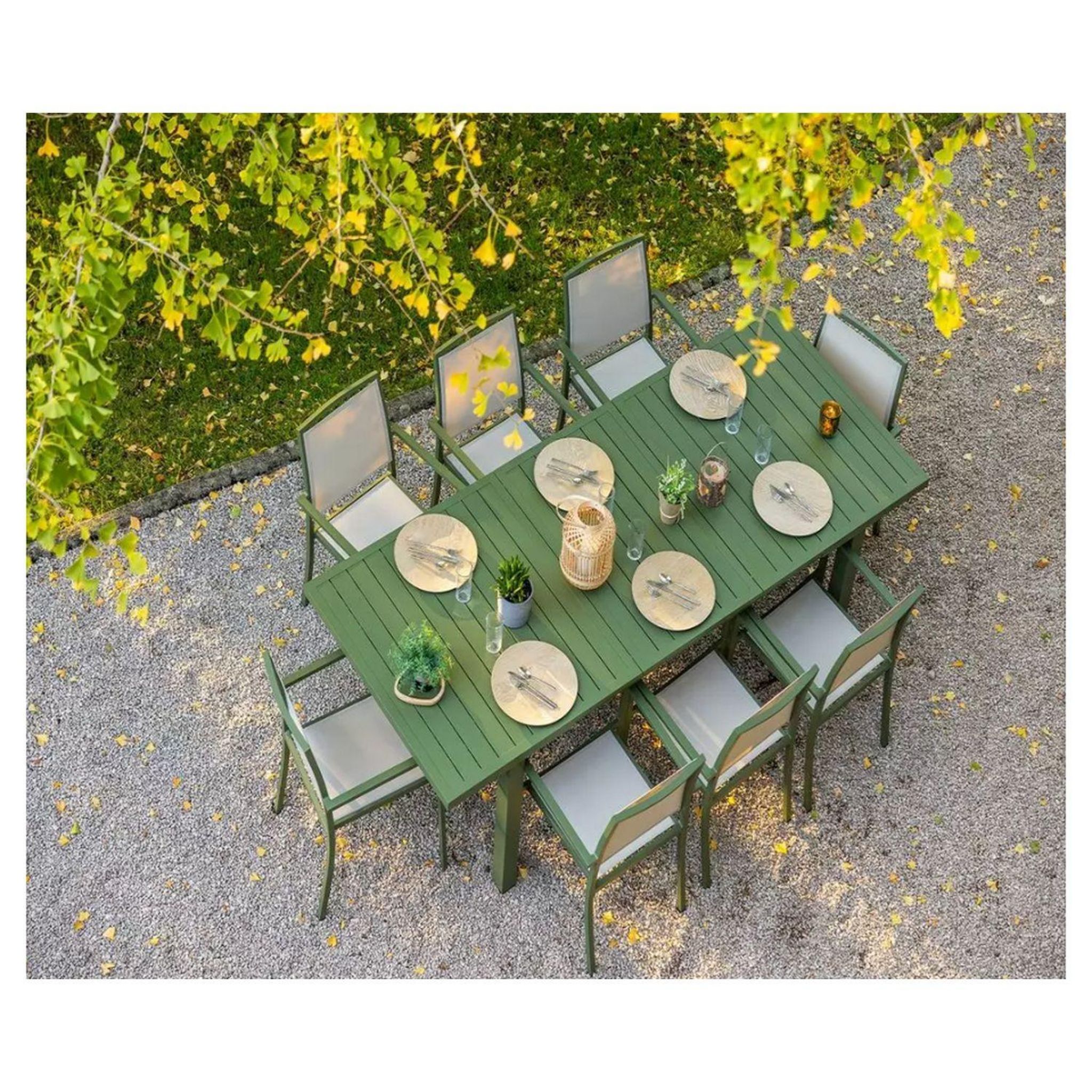 Voir la diapositive 4 : JARDILINE Fauteuil de jardin empilable - Aluminium - Kaki - SANTORIN