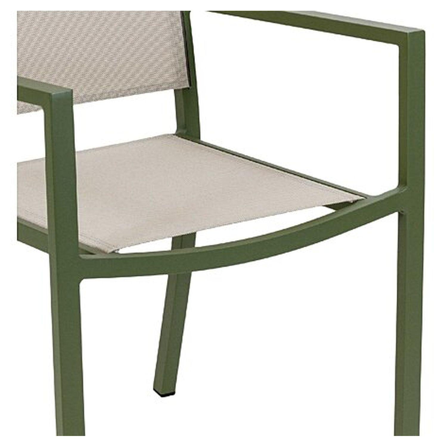 Voir la diapositive 2 : JARDILINE Fauteuil de jardin empilable - Aluminium - Kaki - SANTORIN