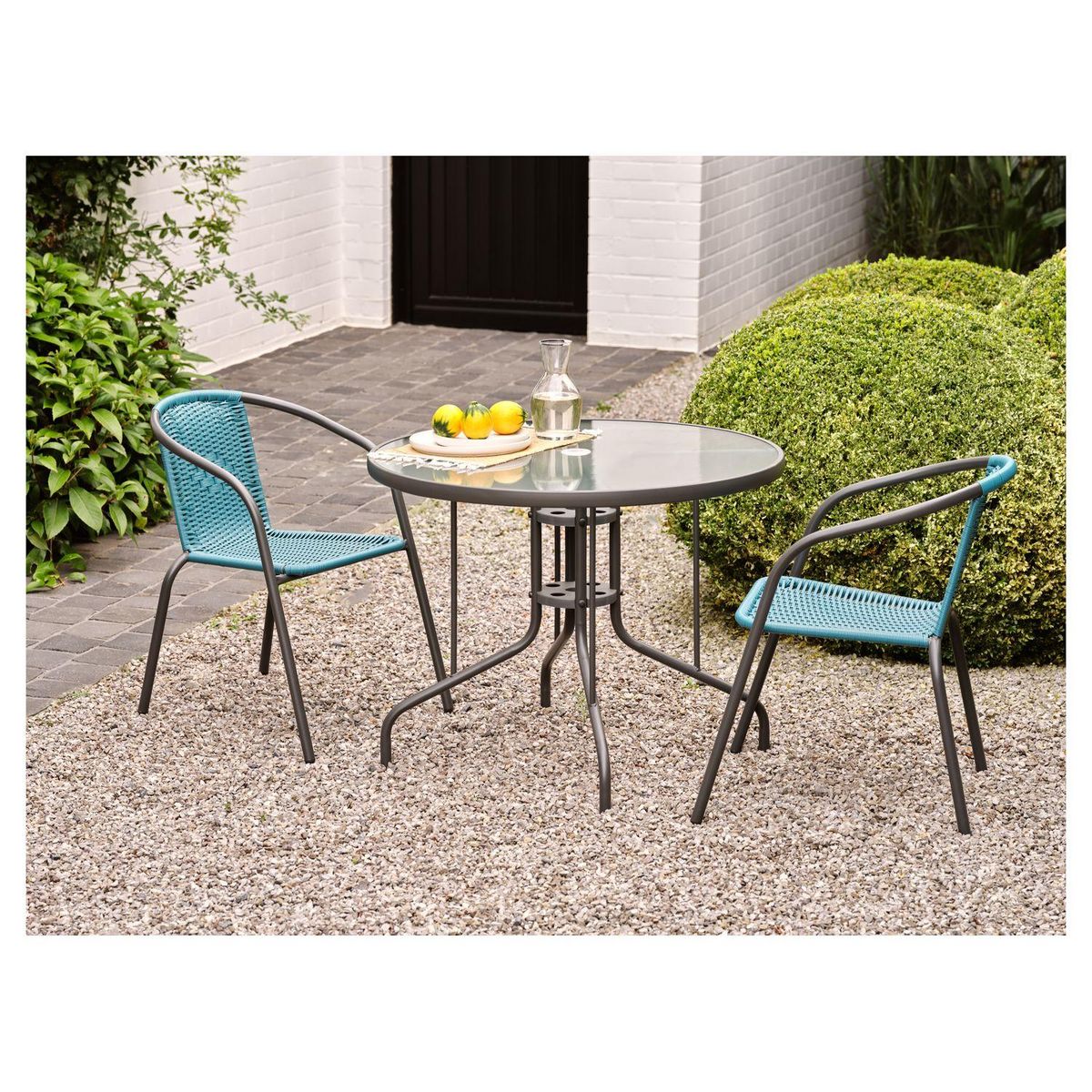 GARDENSTAR Chaise de jardin bistrot - Rotin - Bleu crépuscule