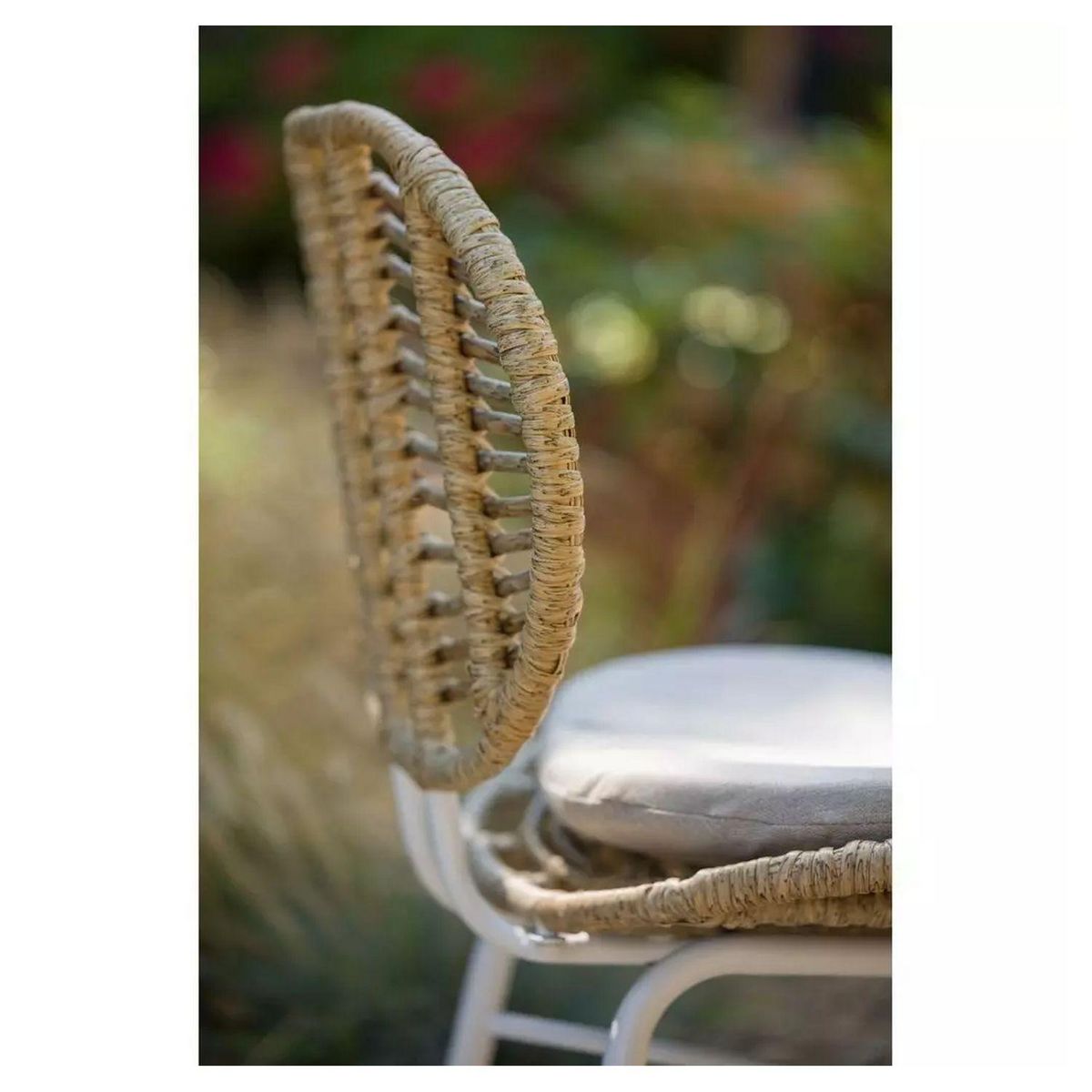 JARDILINE Lot de 2 chaises de jardin - Résine tressée - Beige - FLORES