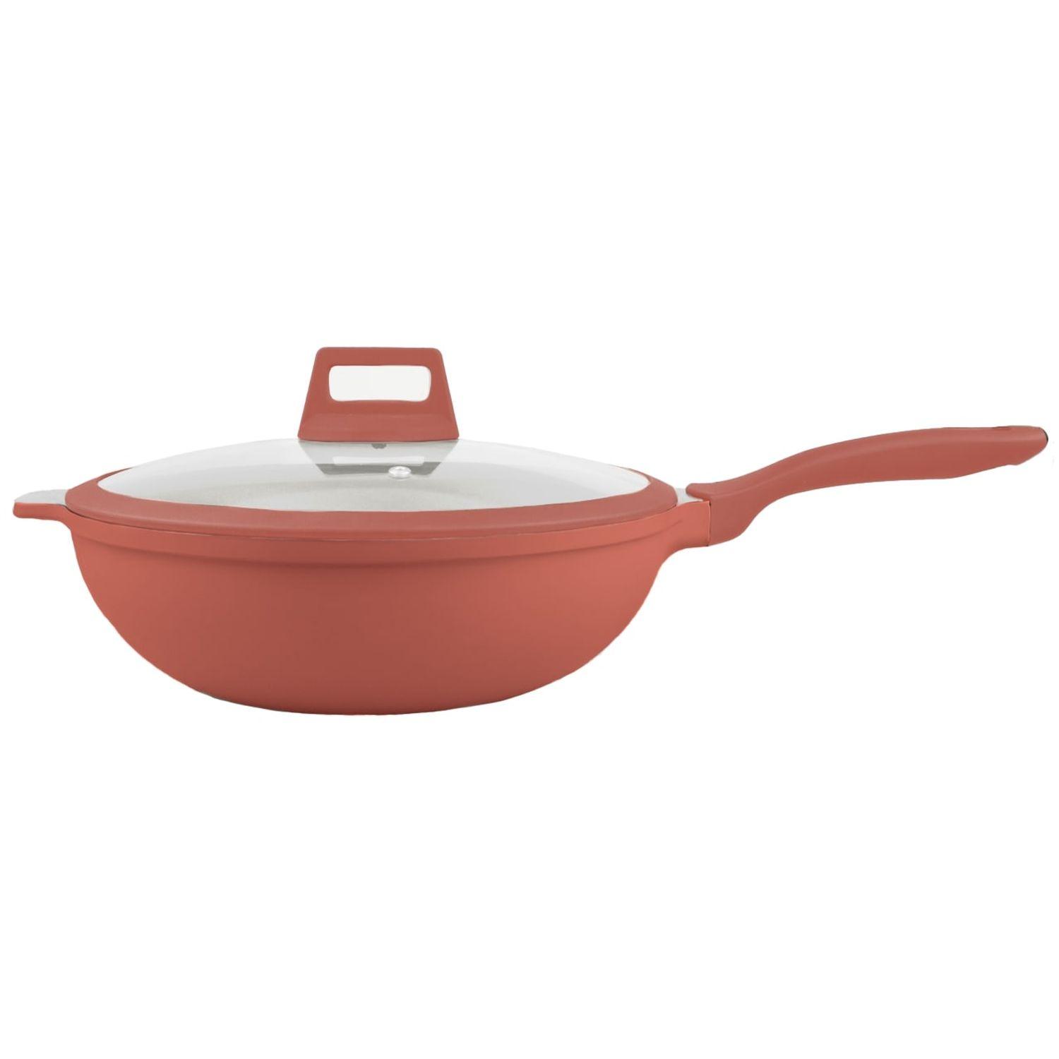 ACTUEL Wok aluminium 30cm avec couvercle en verre tous feux dont induction