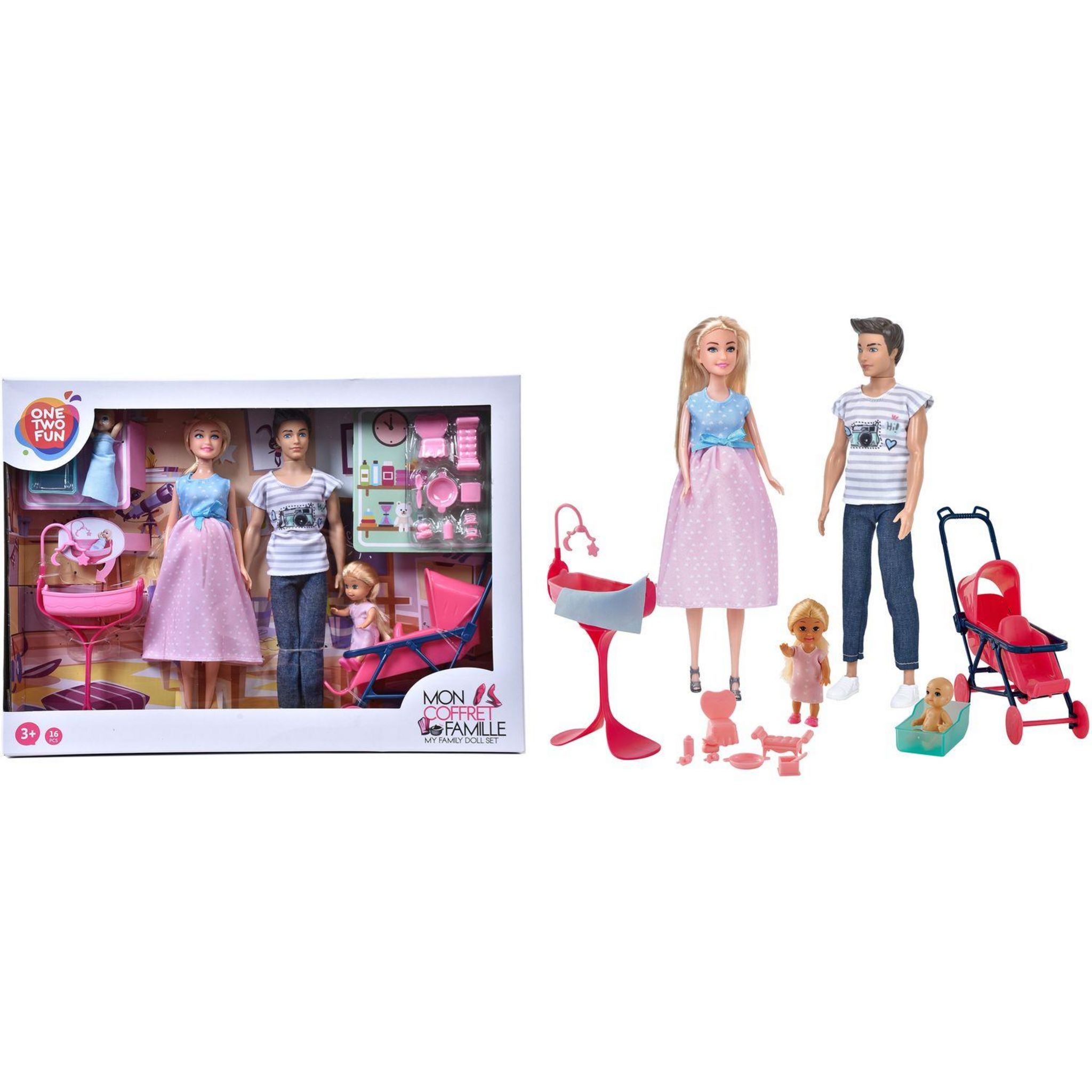 Voir la diapositive 2 : ONE TWO FUN Coffret Famille de poupée et accssoires