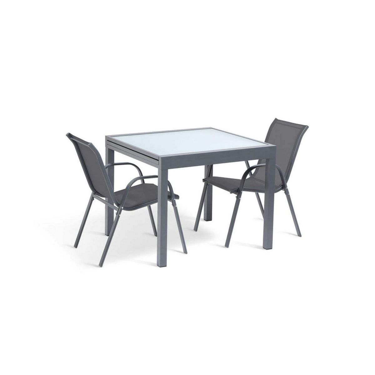 INKAZEN Table de jardin extensible - 6/8 places - Verre trempé - Gris