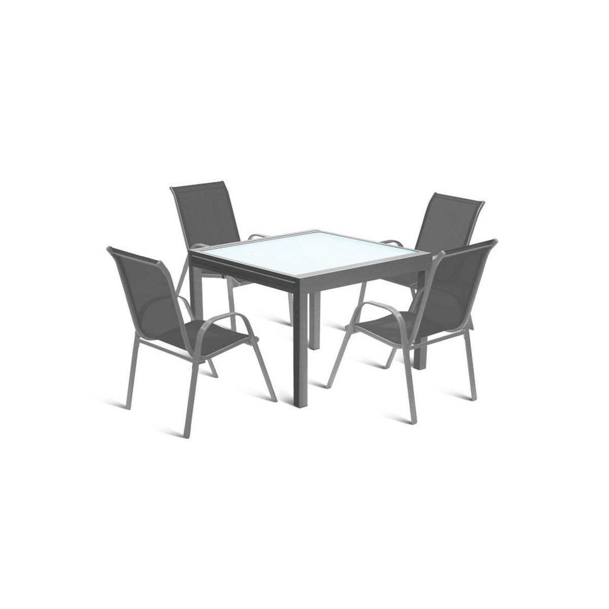 INKAZEN Table de jardin extensible - 6/8 places - Verre trempé - Gris