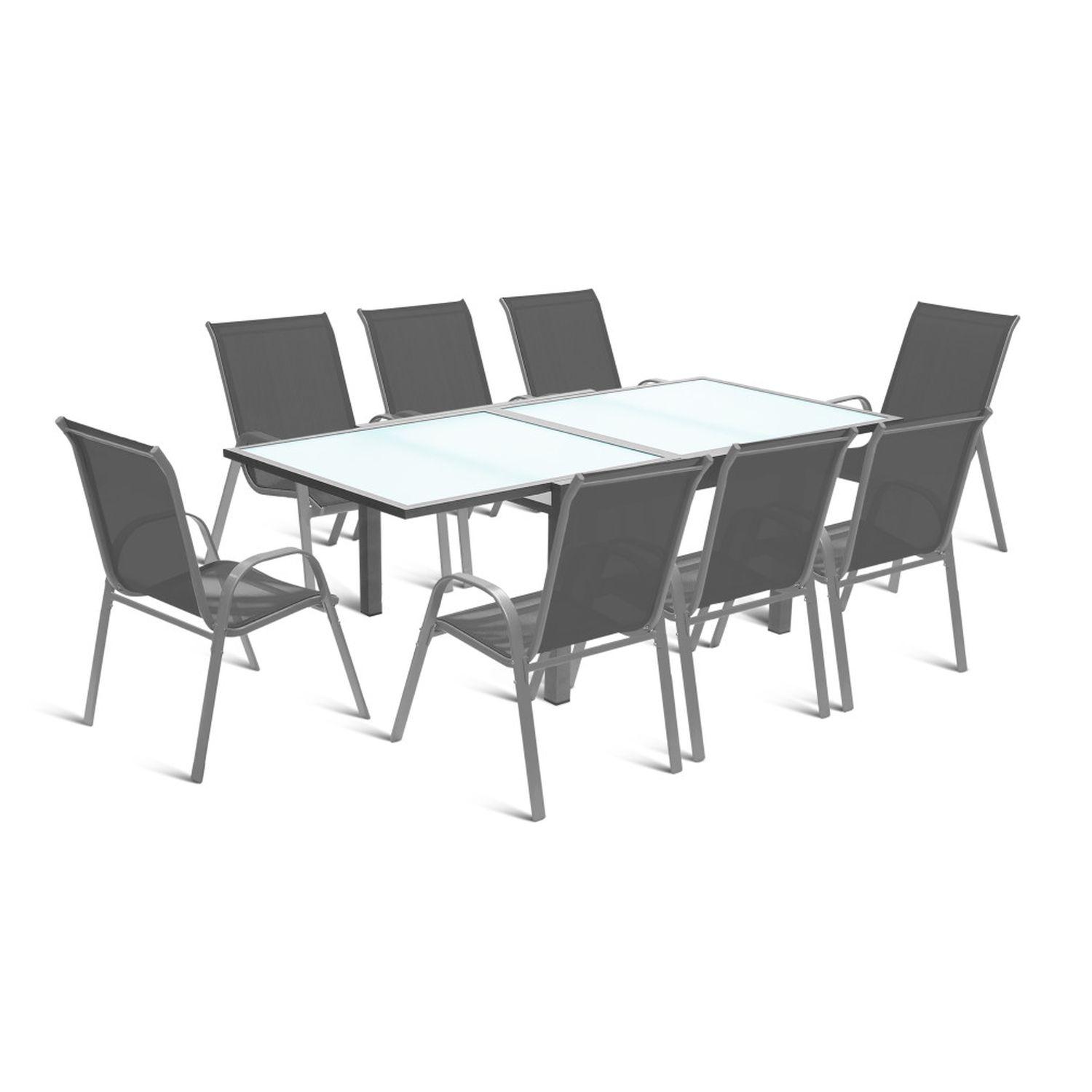 Voir la diapositive 5 : INKAZEN Table de jardin extensible - 6/8 places - Verre trempé - Gris