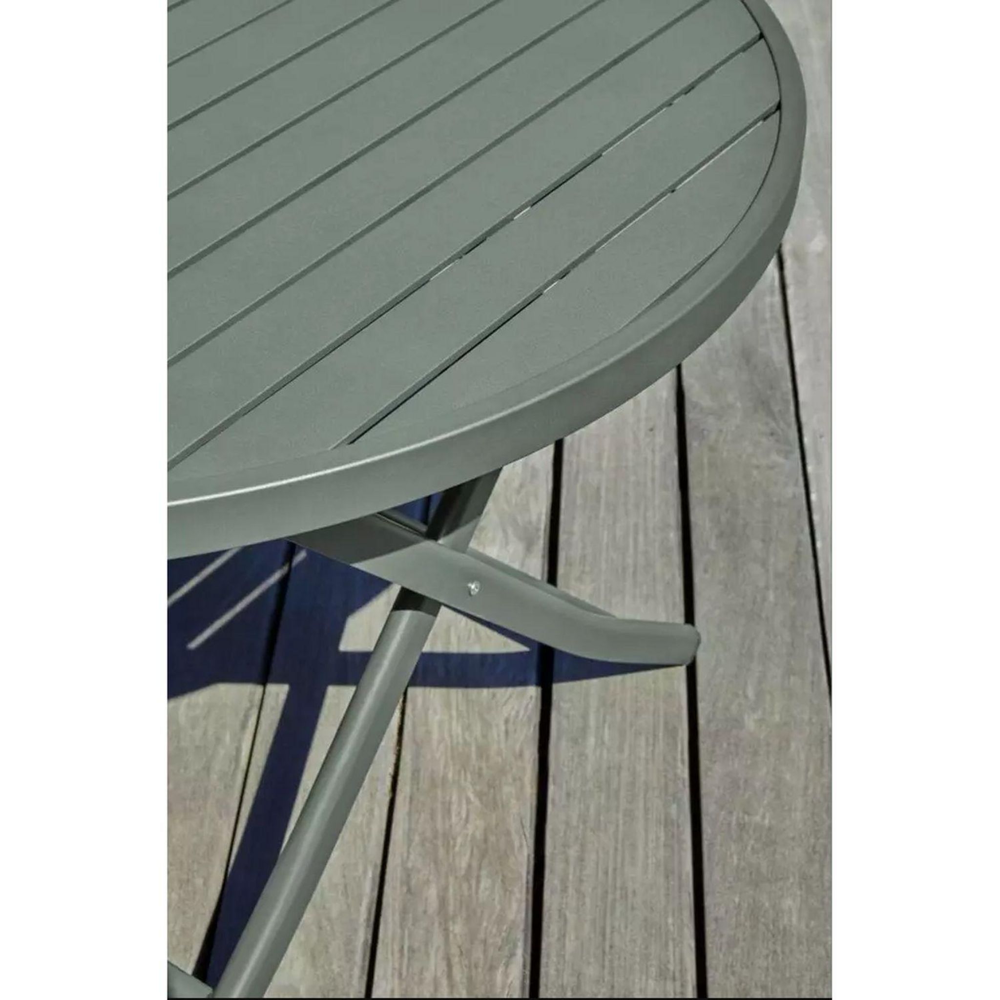 Voir la diapositive 3 : DCB GARDEN Table de jardin ronde pliante - 4/6 places - Aluminium - Kaki - MARIUS