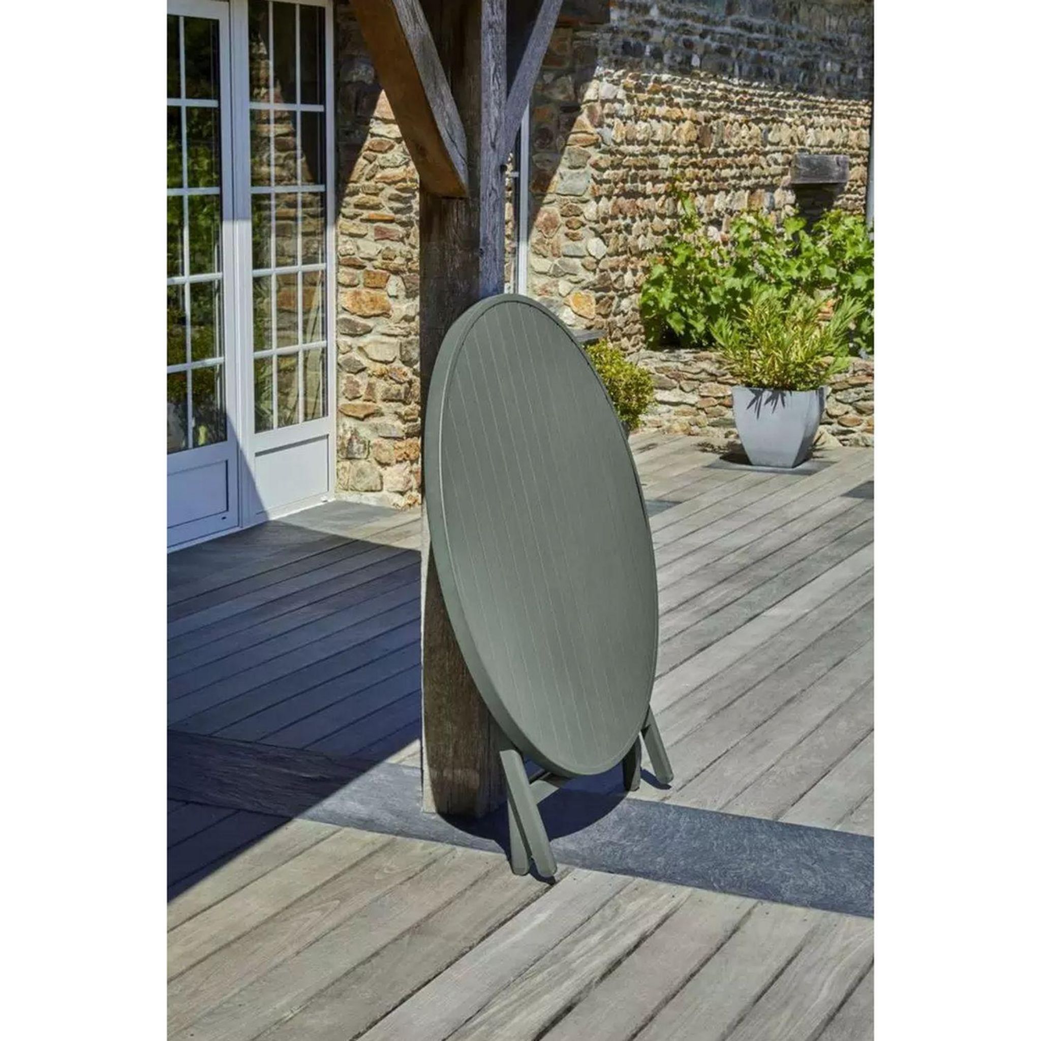 Voir la diapositive 5 : DCB GARDEN Table de jardin ronde pliante - 4/6 places - Aluminium - Kaki - MARIUS