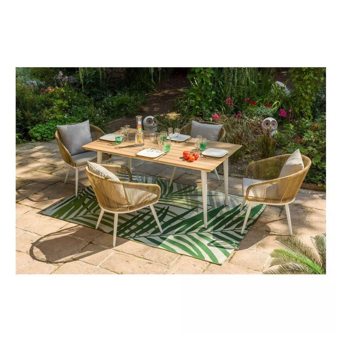 JARDILINE Table de jardin - 4/6 places - Aluminium - Blanc - MALDIVES