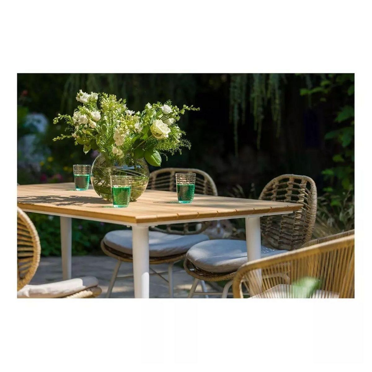 JARDILINE Table de jardin - 4/6 places - Aluminium - Blanc - MALDIVES