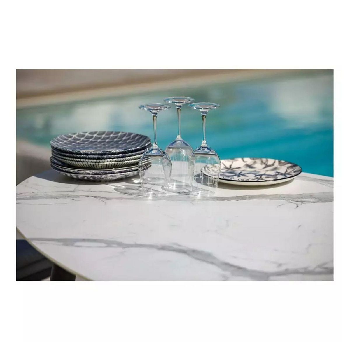 JARDILINE Table de jardin - 4/6 places - Aluminium - Gris et marbré - FORMENTERA