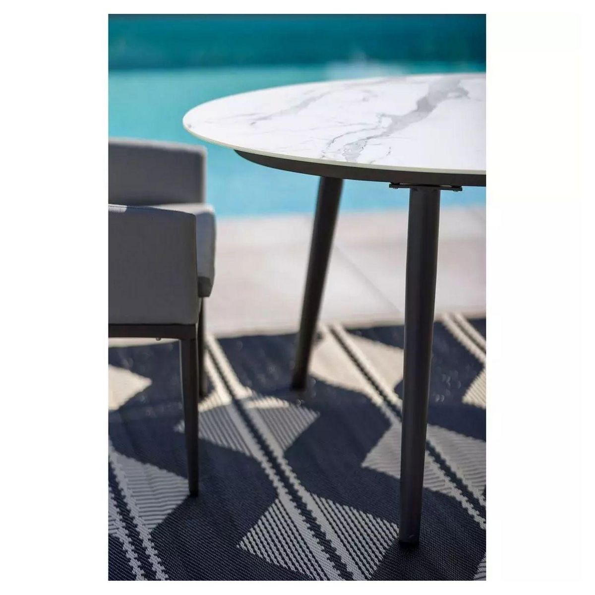 JARDILINE Table de jardin - 4/6 places - Aluminium - Gris et marbré - FORMENTERA