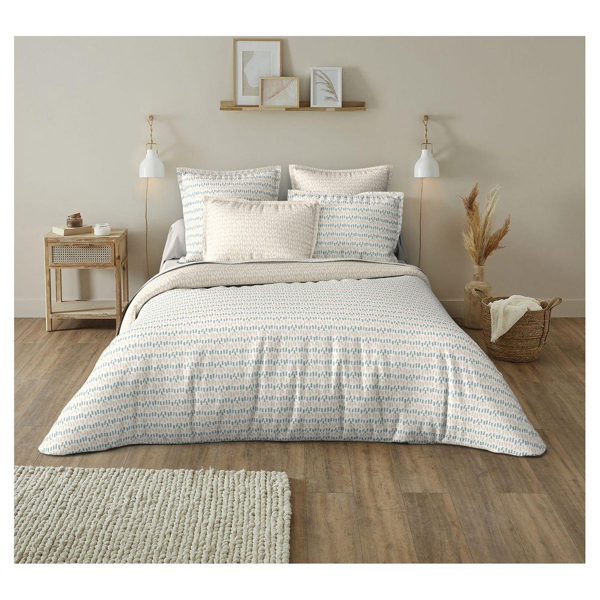 ACTUEL Parure housse de couette en microfibre recyclé SIMON