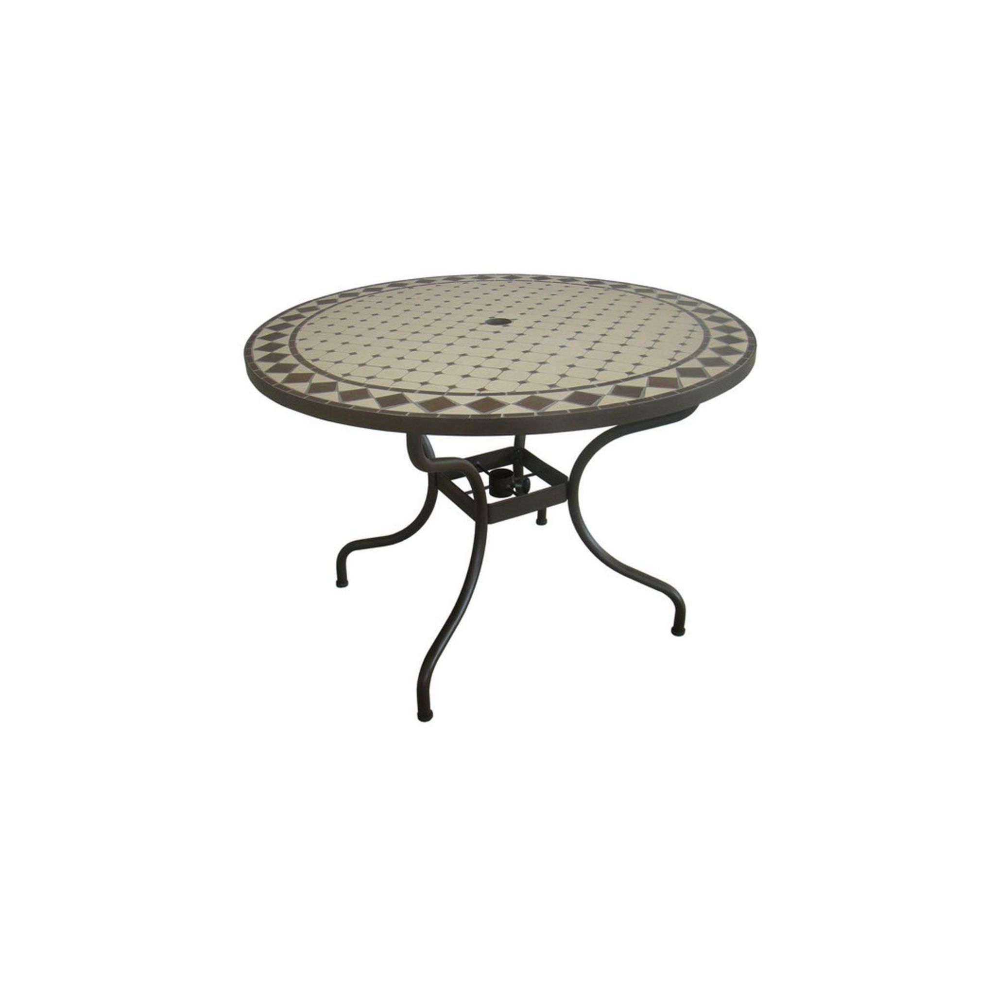 Voir la diapositive 1 : GIVEX Table de jardin - 2/4 places - Acier/Béton - Marron foncé - MOSAIQUE