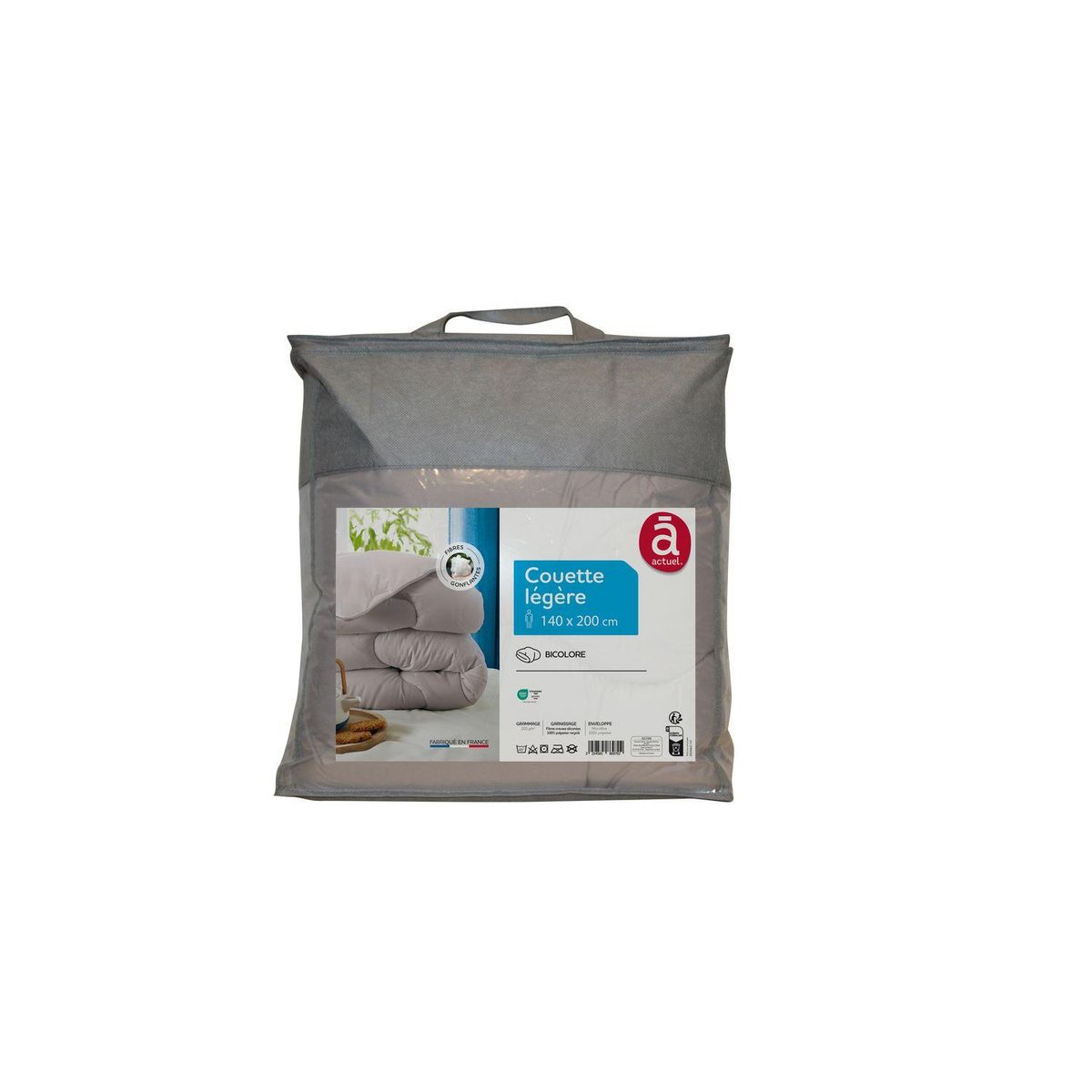 ACTUEL Couette légère en microfibre bicolore Gris clair / Blanc 200g/m²
